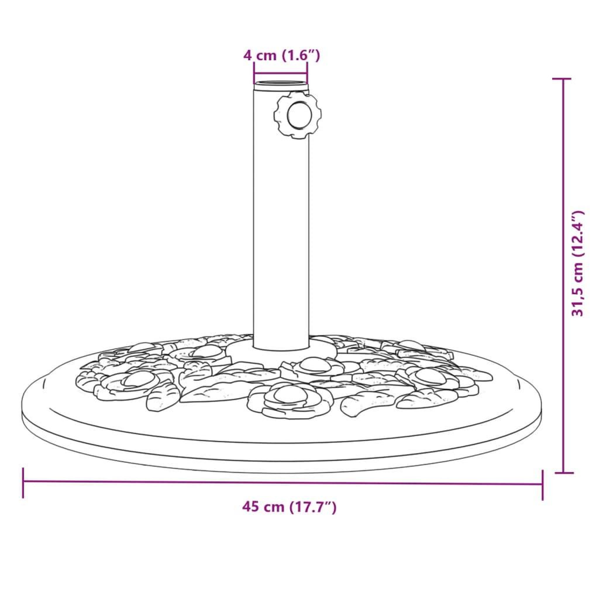 Voir la diapositive 6 : VIDAXL Base de parasol pour mats Ø38 / 48 mm 12 kg rond