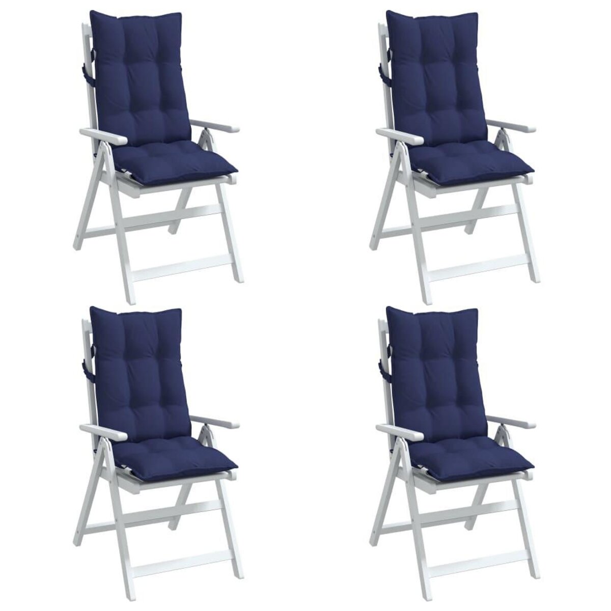 VIDAXL Coussins de chaise a dossier haut lot de 4 bleu marine
