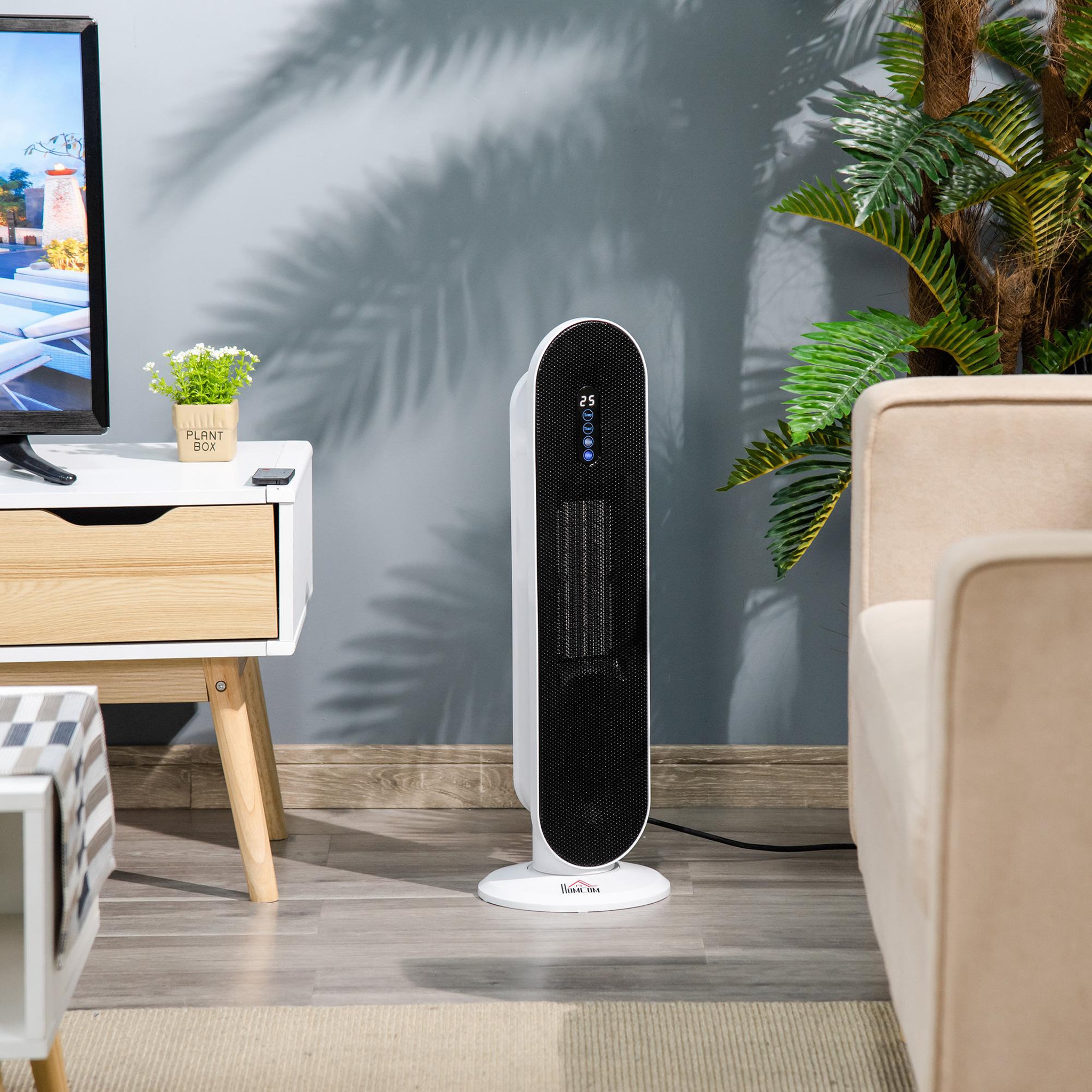 Voir la diapositive 2 : HOMCOM Chauffage soufflant oscillant 2000 W - radiateur céramique PTC - 2 niv. puissance - chauffage d'appoint avec télécommande blanc noir