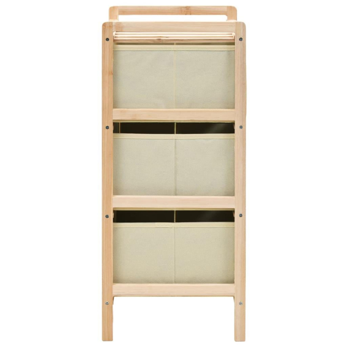 VIDAXL Etagere de rangement 3 paniers Tissu Bois de cedre Beige
