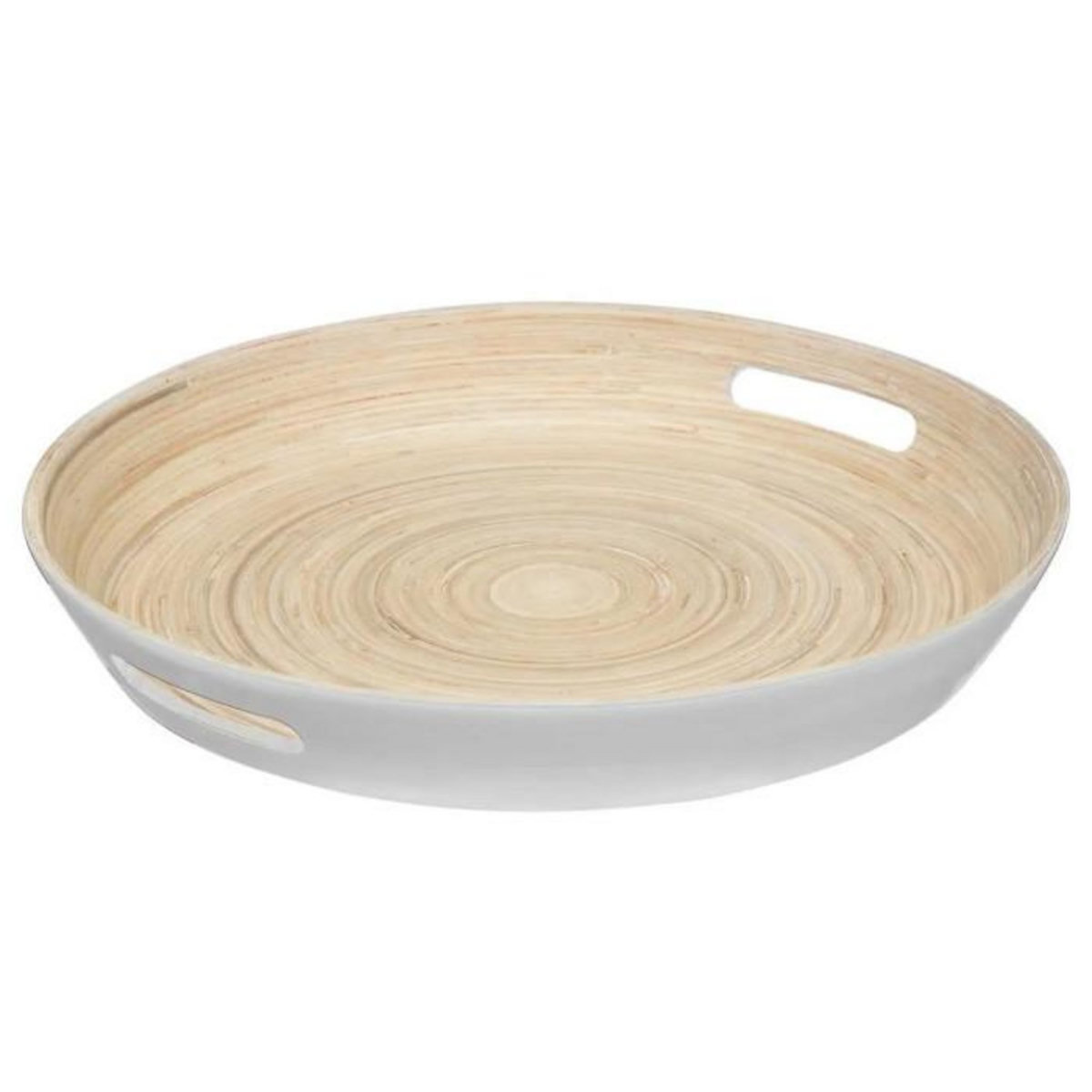FIVE Plateau en Bambou Laqué Rond  Bicolore  42cm Blanc