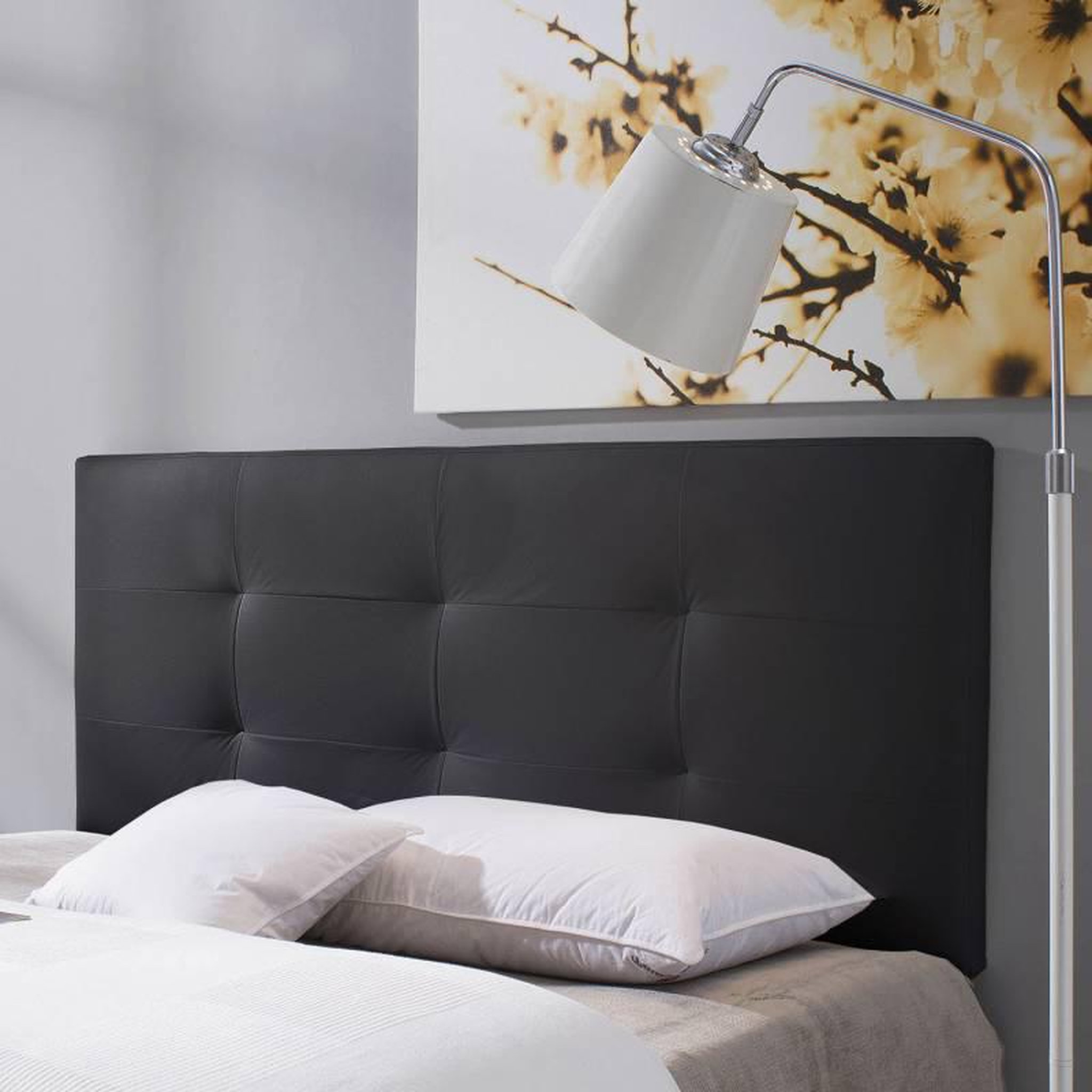 Voir la diapositive 2 : MARCKONFORT Tête de lit Carla 140x60 cm Noir, rembourrée de Mousse