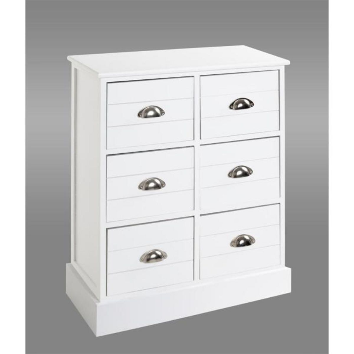 Paris Prix Commode 6 Tiroirs  Lavido  75cm Blanc Laqué