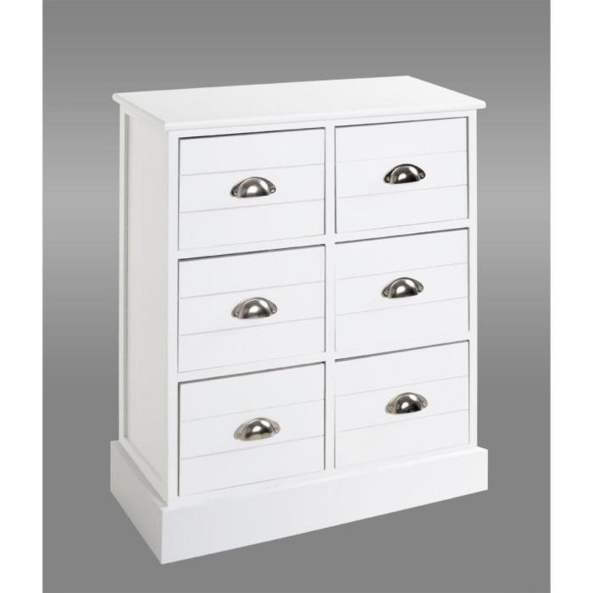 Paris Prix Commode 6 Tiroirs  Lavido  75cm Blanc Laqué