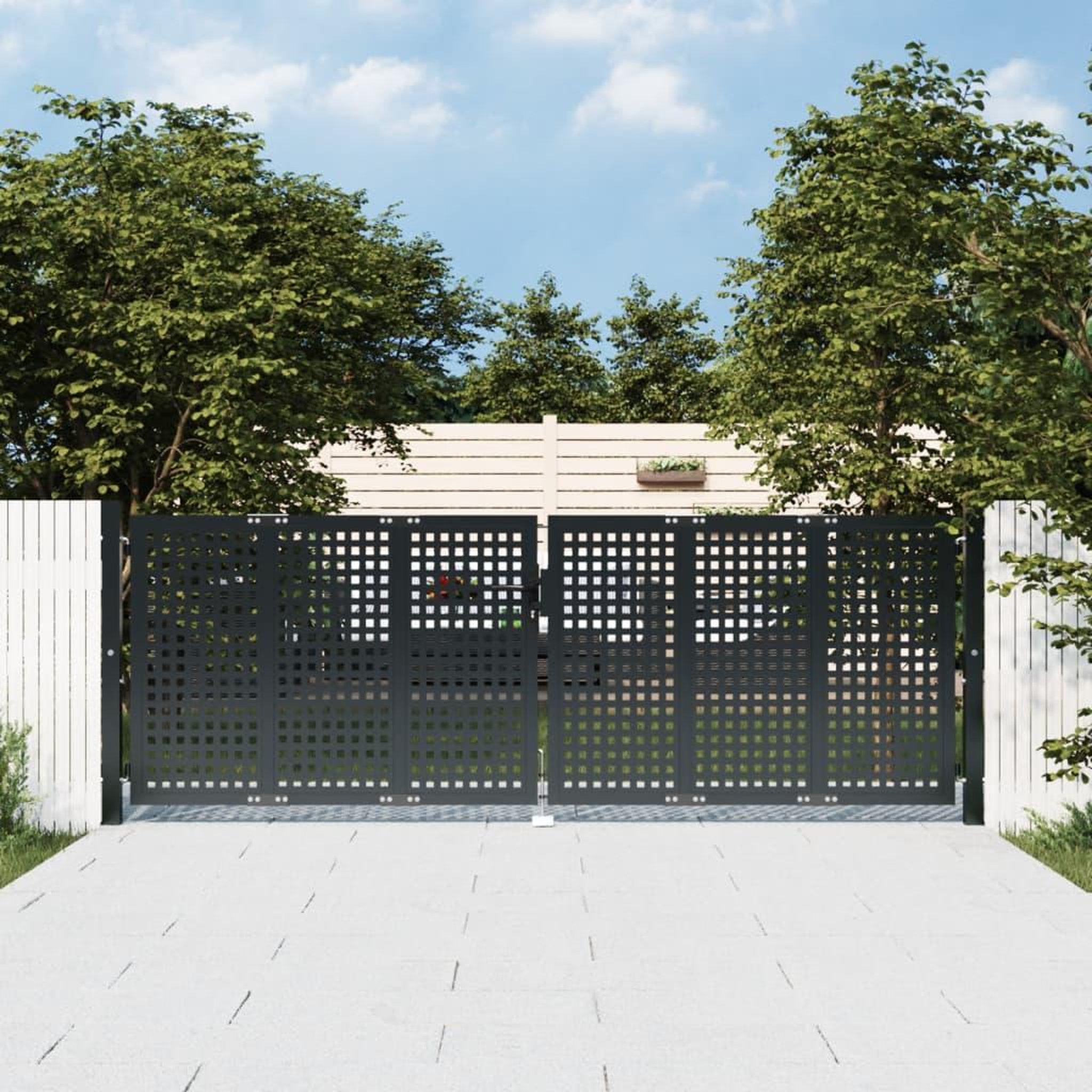 VIDAXL Portail de jardin anthracite 300 x 150 cm acier