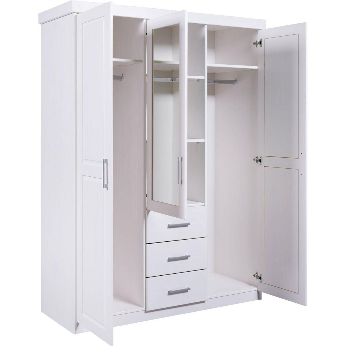 Armoire en  pin massif  3 tiroirs 3 portes +  miroir L140cm  GERALD
