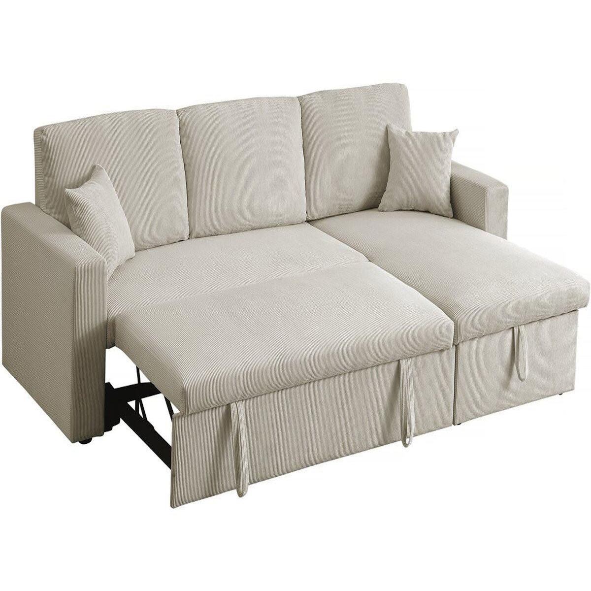 Habitat et Jardin Canapé d'angle convertible en velours côtelé  Alain  - 3 places - Beige