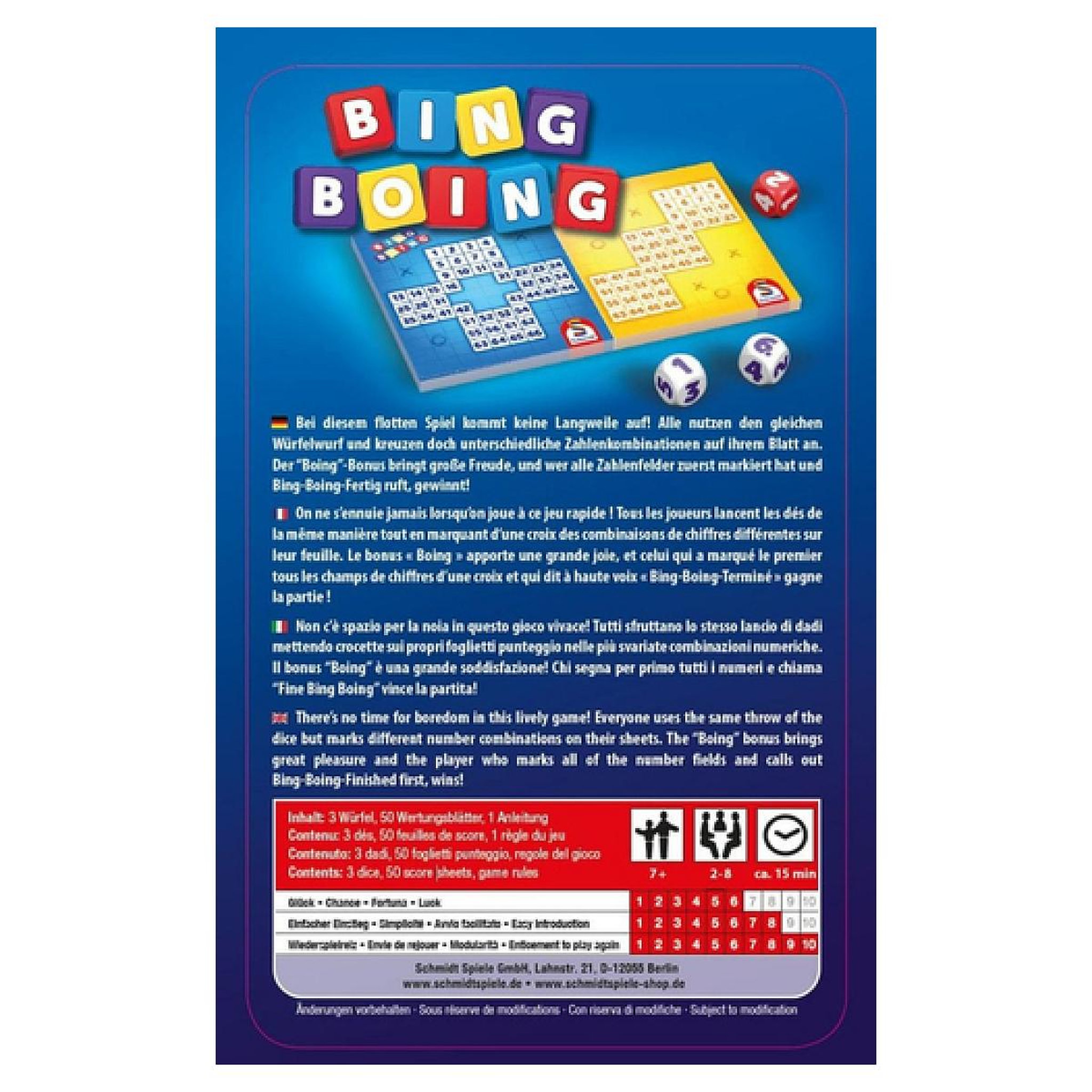 Voir la diapositive 2 : Schmidt Spiele Bing Boing - Jeu format voyage en boite metal