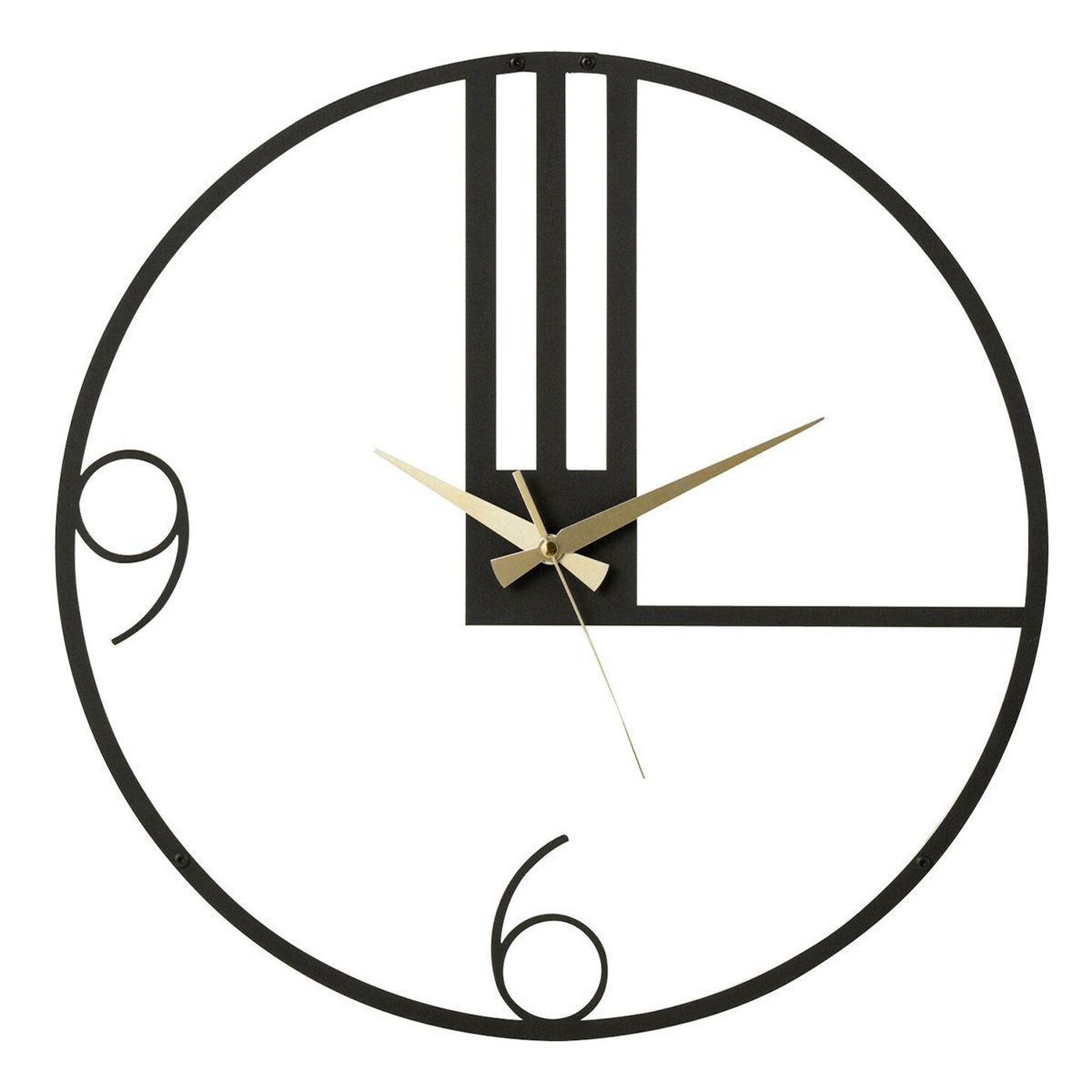 Voir la diapositive 1 : J-LINE Horloge Murale en Métal  Lignes  49cm Noir