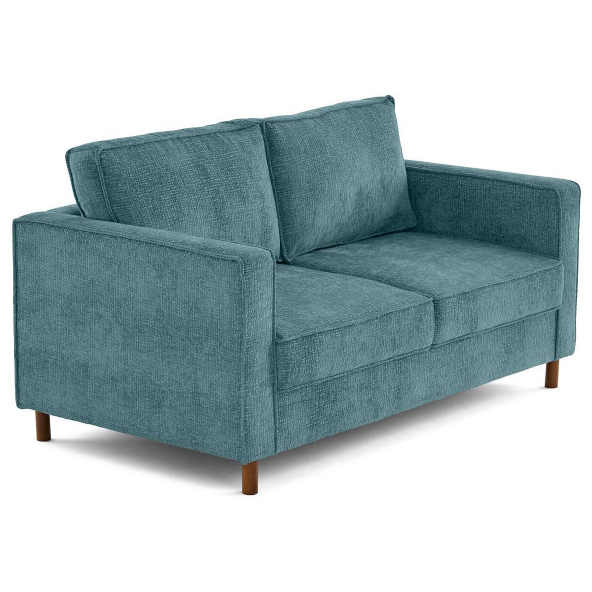 LISA DESIGN Jake - canapé droit 2 places en tissu velours relief - pieds en bois foncé