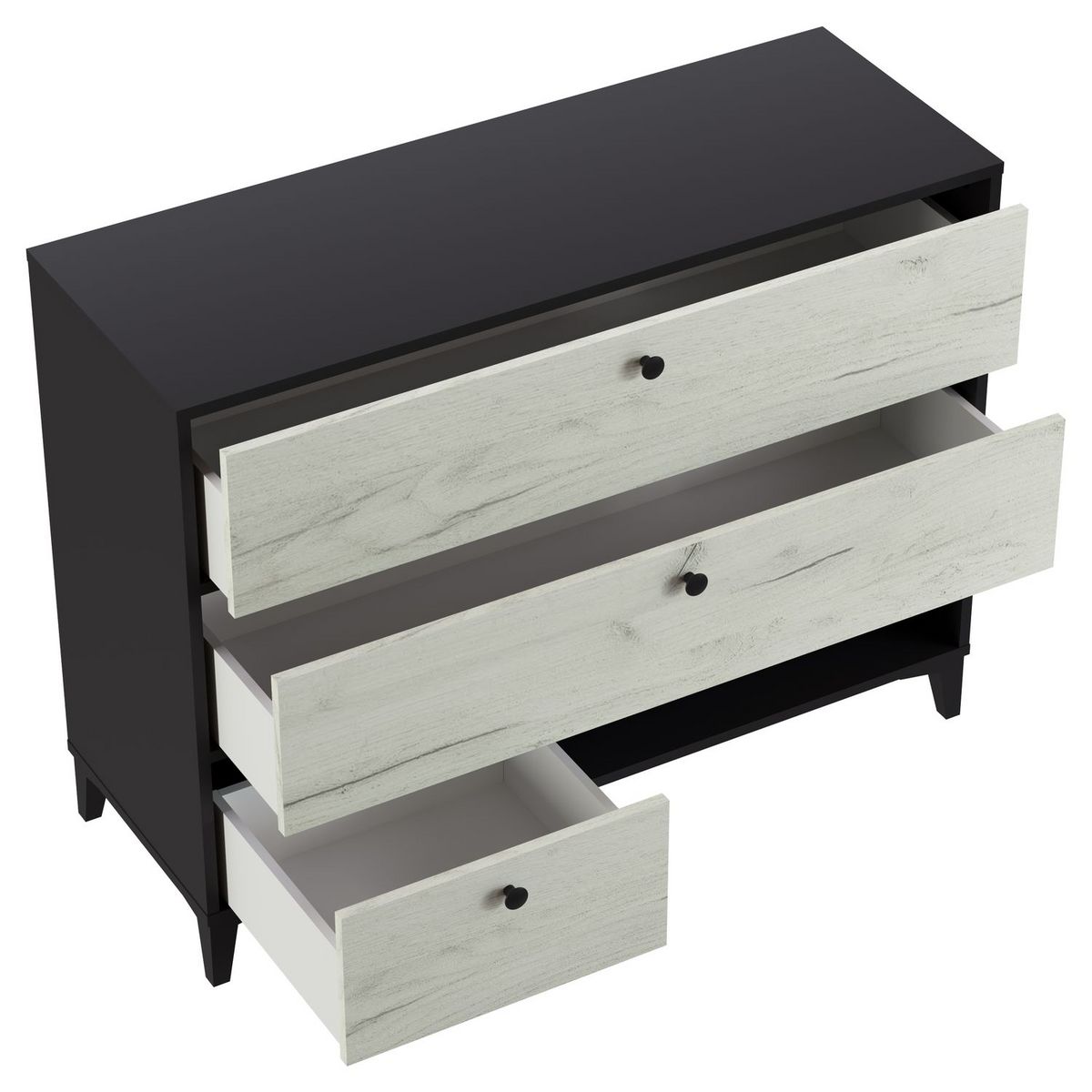 Commode 3 tiroirs 1 niche L110cm BRIDGET