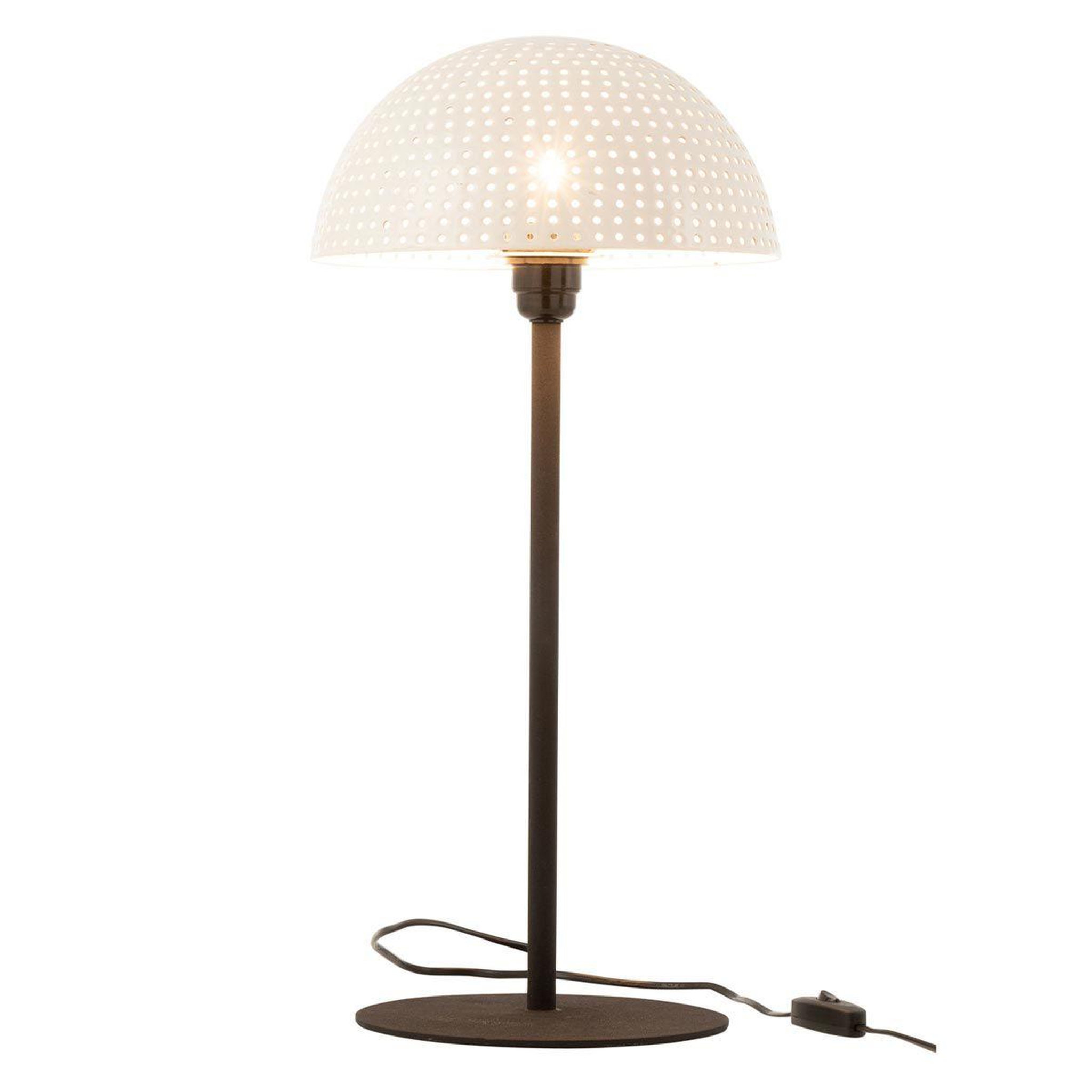 Voir la diapositive 2 : J-LINE Lampe à Poser  Champignon Brillant  59cm Blanc