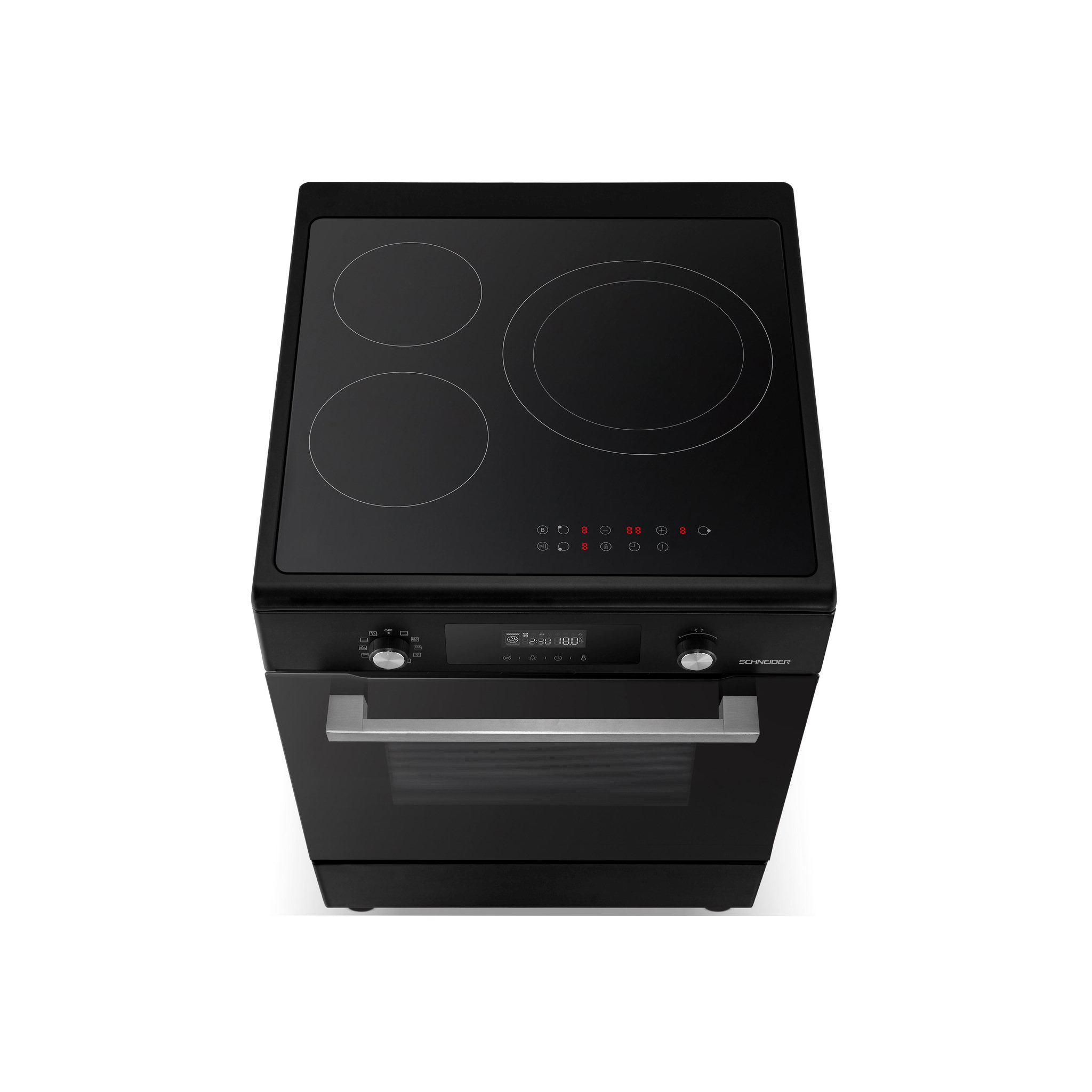 Voir la diapositive 4 : SCHNEIDER Cuisinière induction 60 cm 70 l black mat - scci70pmfp-b