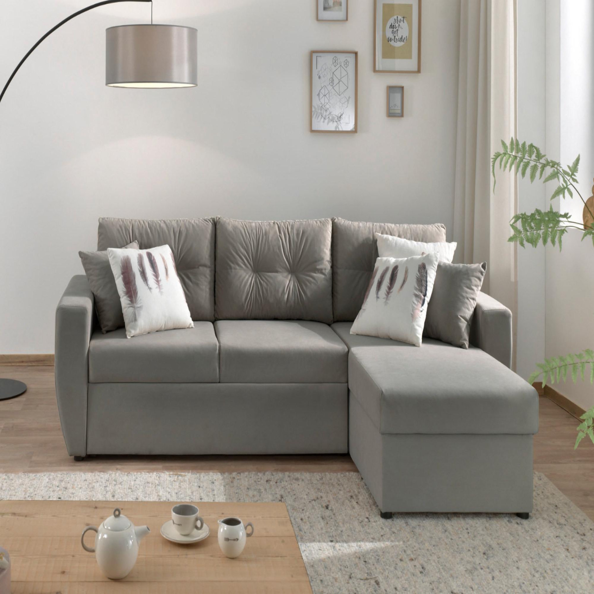 Voir la diapositive 2 : BEST MOBILIER Astoria - canapé d'angle réversible - convertible avec coffre - style contemporain- 4 places