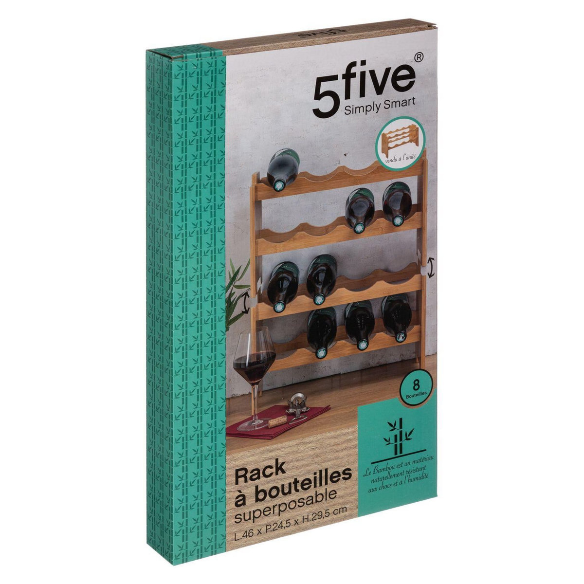 FIVE Rack à bouteilles superposable en bambou