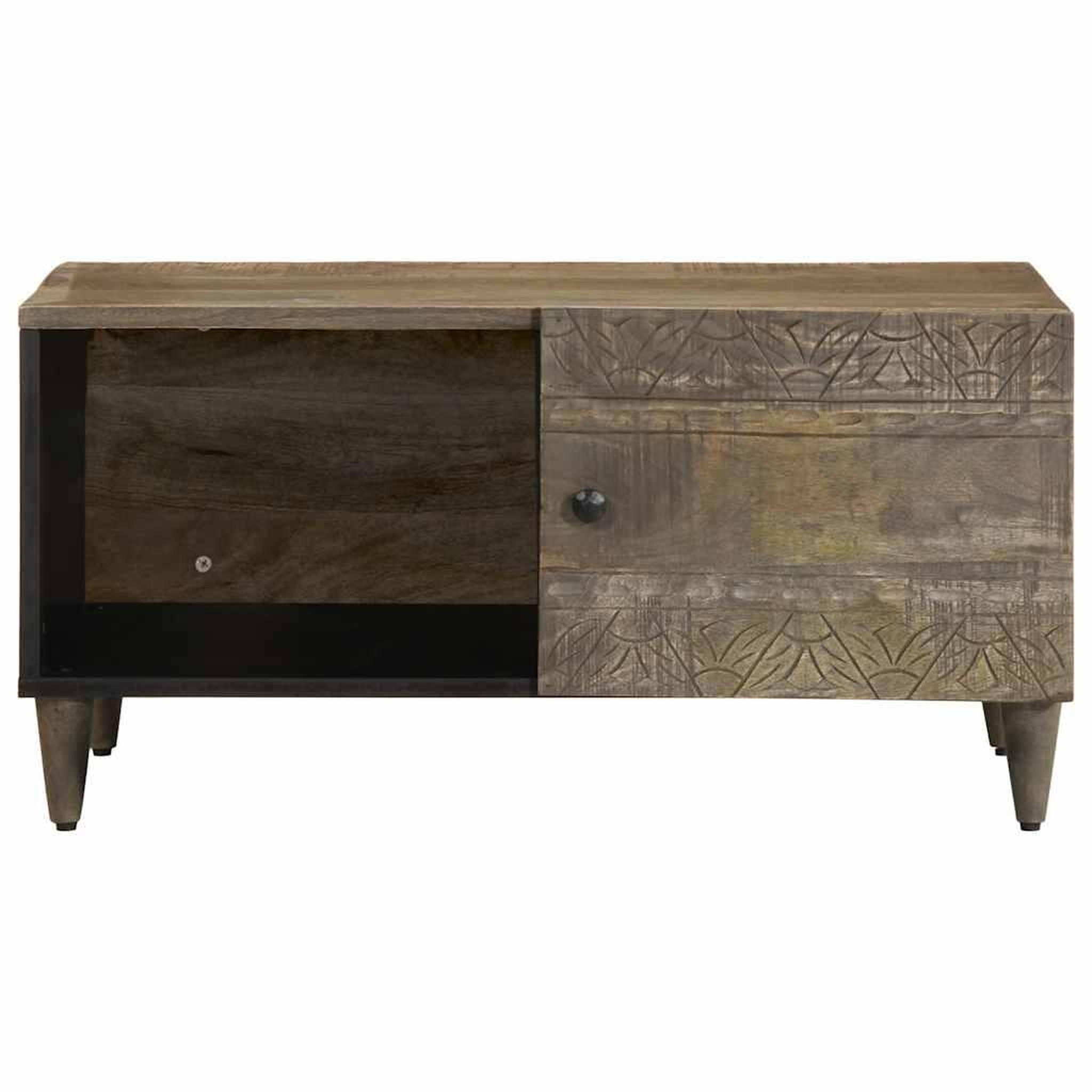 Voir la diapositive 2 : VIDAXL Table basse gris clair 80x50x40 cm bois de manguier massif