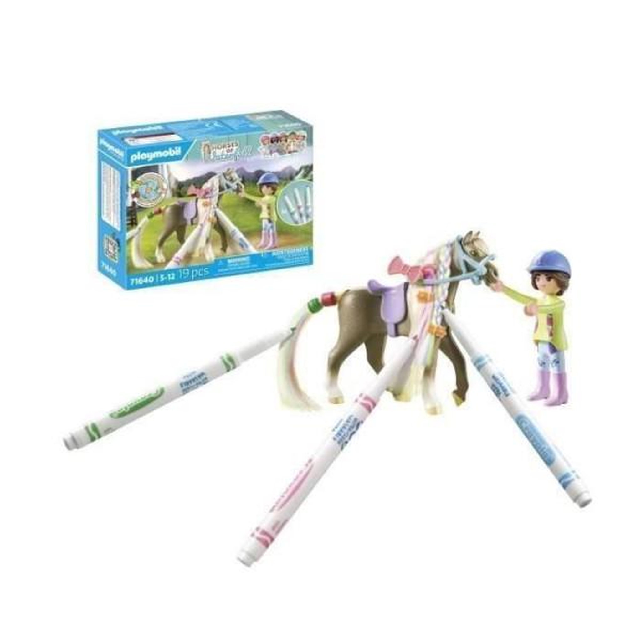 Voir la diapositive 4 : PLAYMOBIL Cavalière avec crinière de cheval à colorier