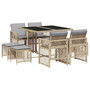 Voir la diapositive 2 : VIDAXL Ensemble a manger de jardin et coussins 9 pcs beige Poly rotin