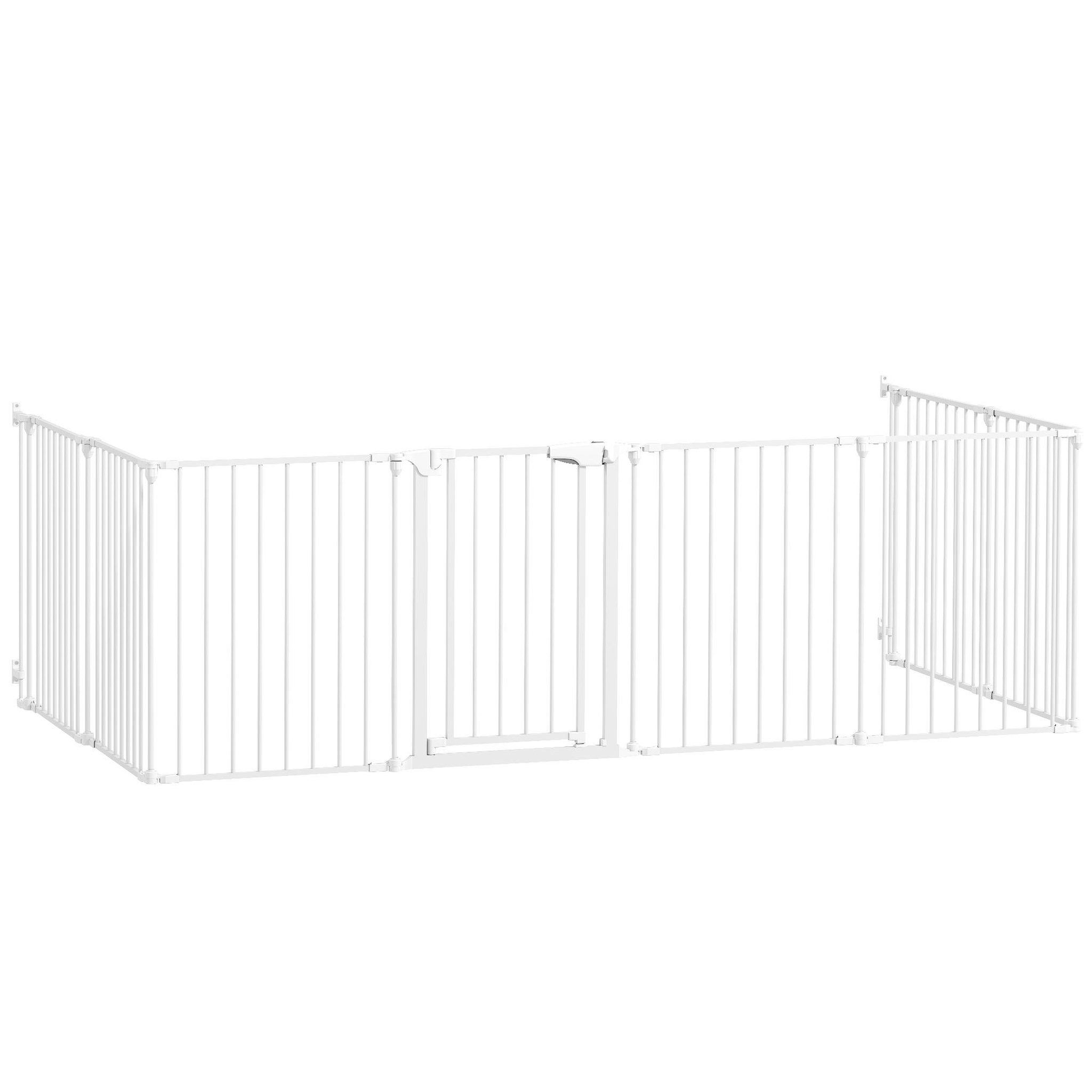 PAWHUT Barrière de sécurité pliable modulable max. L.488cm parc enclos 8 panneaux - porte double verrouillage - acier blanc