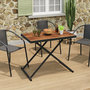 Voir la diapositive 3 : ID MARKET Table de jardin à hauteur réglable 3 positions OLIE 100 cm en métal noir et plateau bois