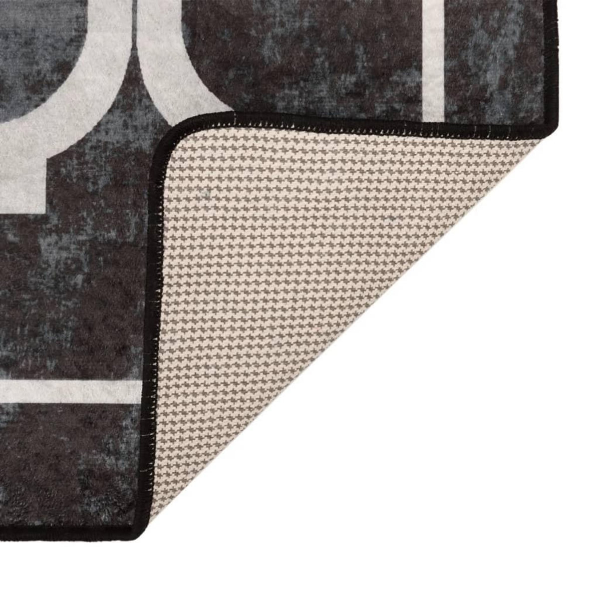 VIDAXL Tapis lavable noir et blanc 120x180 cm antiderapant