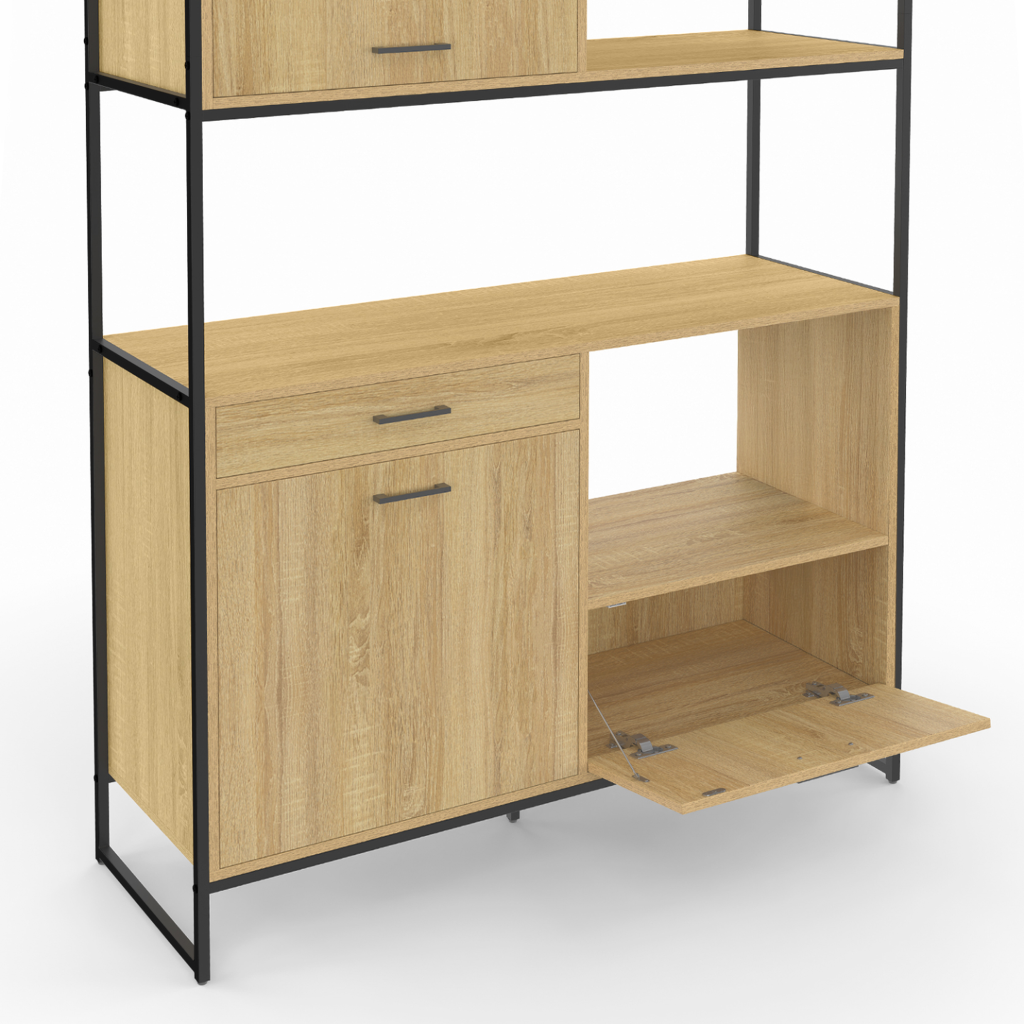 Voir la diapositive 6 : ID MARKET Buffet de cuisine 120 cm detroit meuble 3 portes + 1 tiroir design industriel