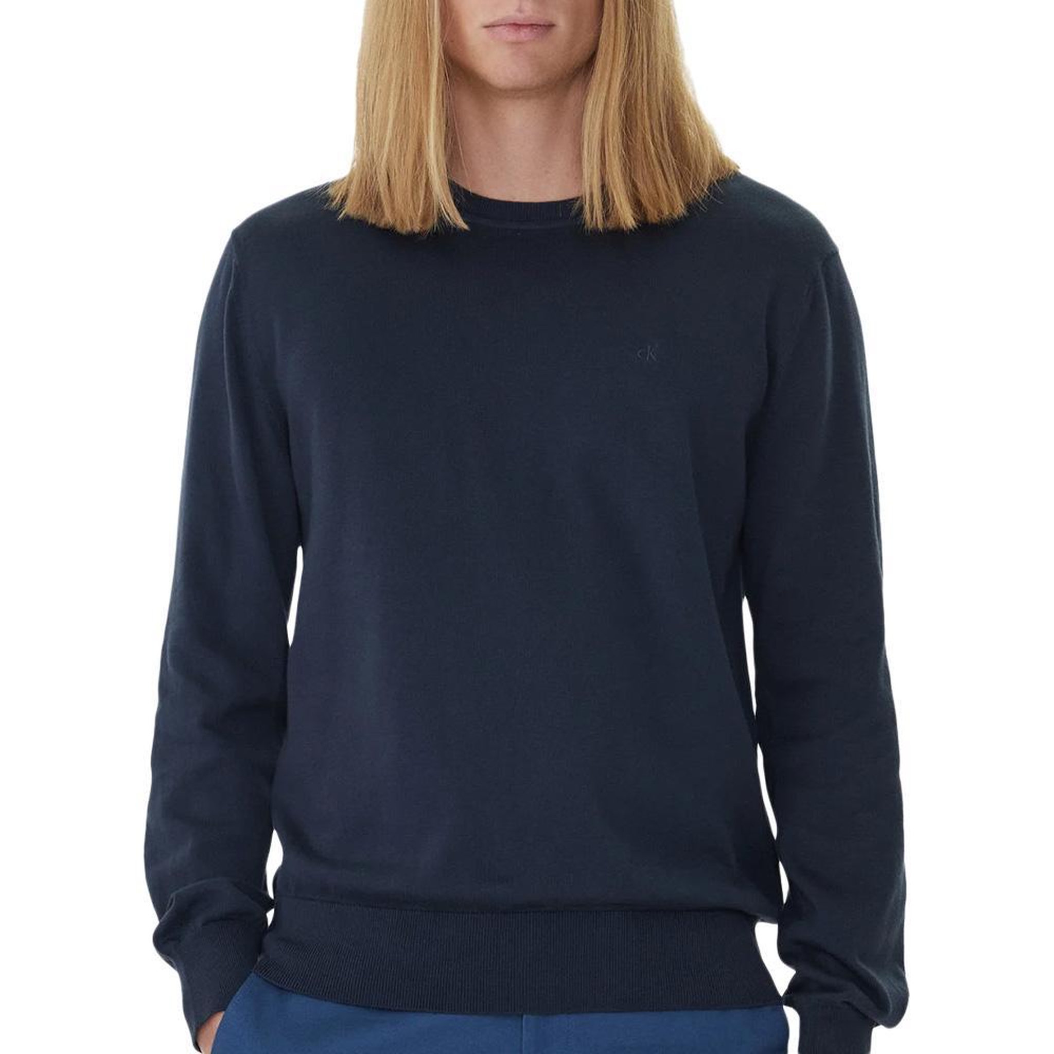 CALVIN KLEIN JEANS Pull Marine Homme Calvin Klein Jeans Ls Supima. Coloris disponibles : Bleu