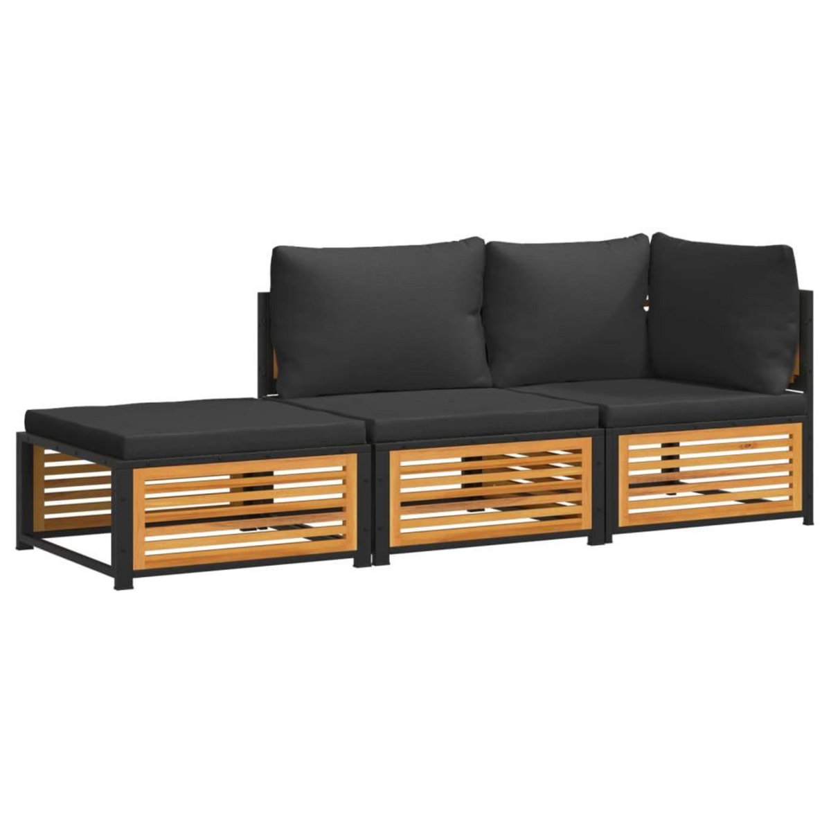 VIDAXL Salon de jardin avec coussins 3 pcs bois massif d'acacia