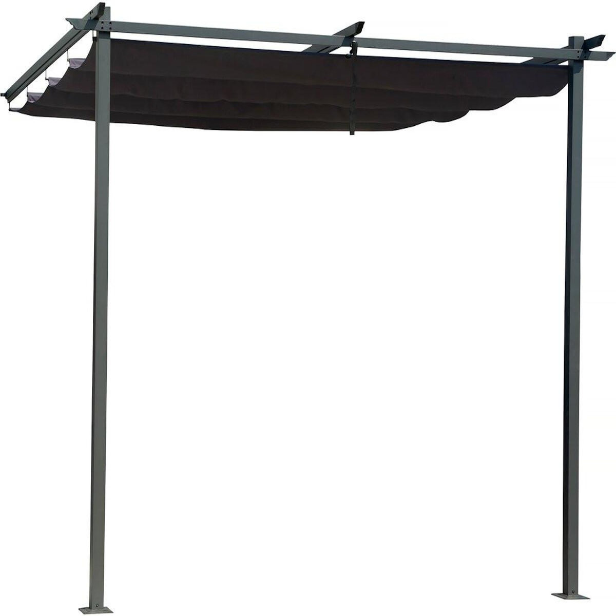 Habitat et Jardin Pergola adossée avec toit rétractable - 3 x 3 m - Gris anthracite