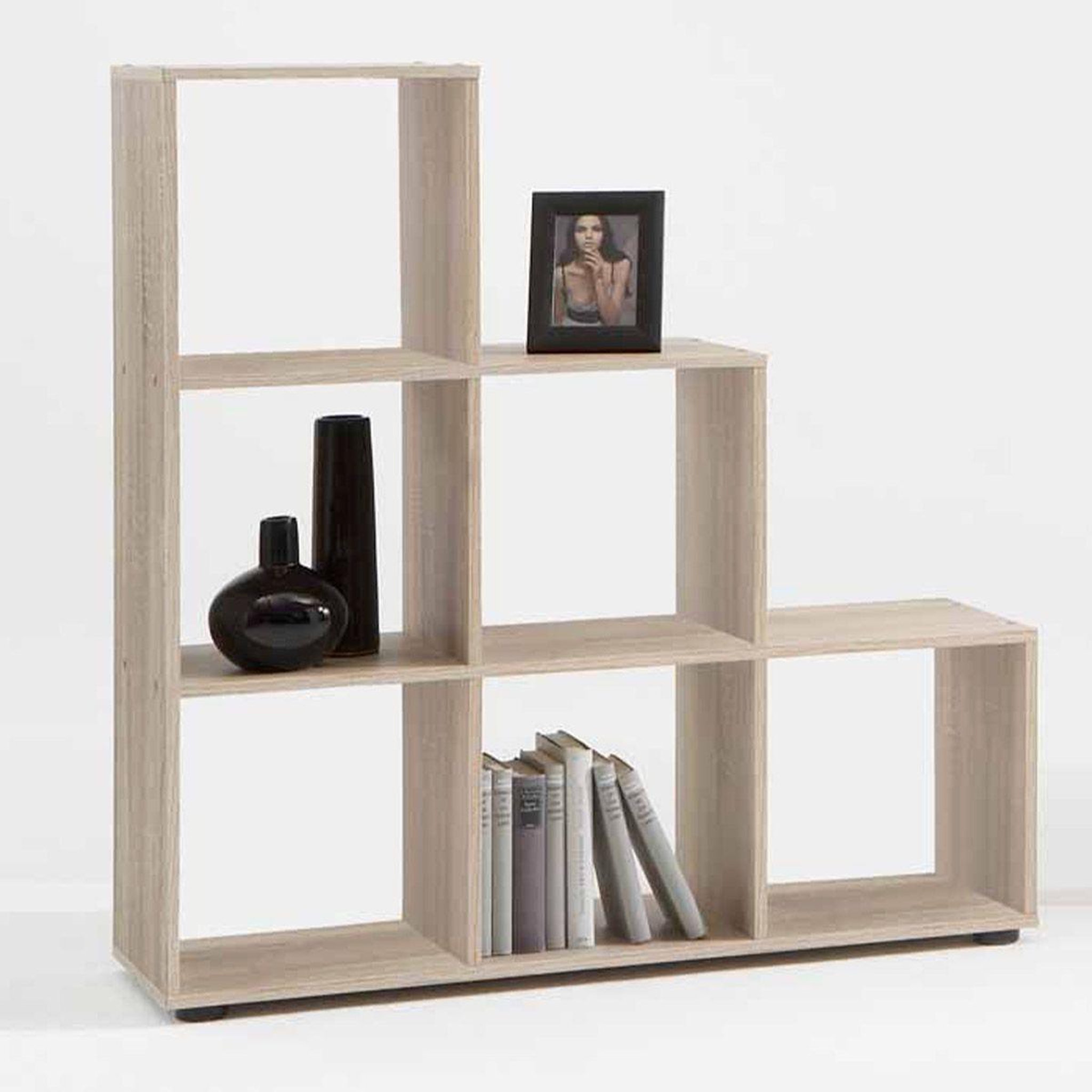 Voir la diapositive 2 : Paris Prix Étagère 6 cases design  gaman  108cm chêne