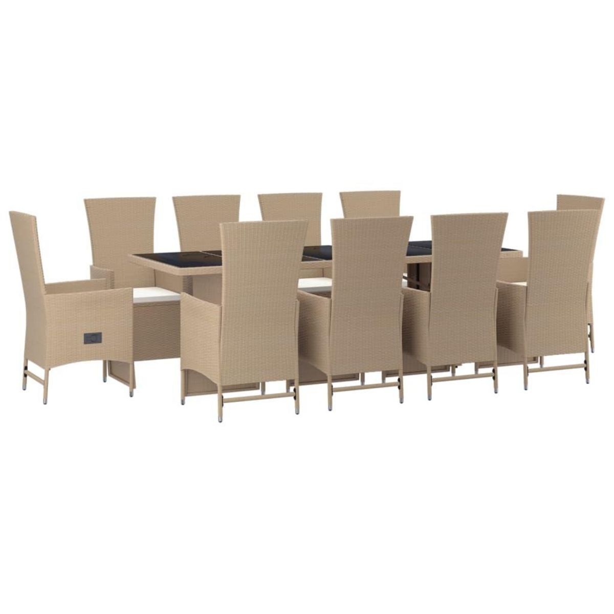 VIDAXL Ensemble a manger de jardin et coussins 11 pcs beige poly rotin