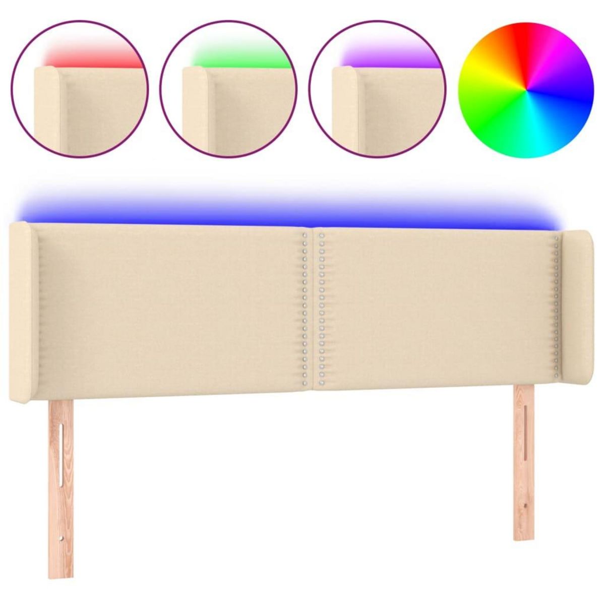 VIDAXL Tete de lit a LED Creme 147x16x78/88 cm Tissu