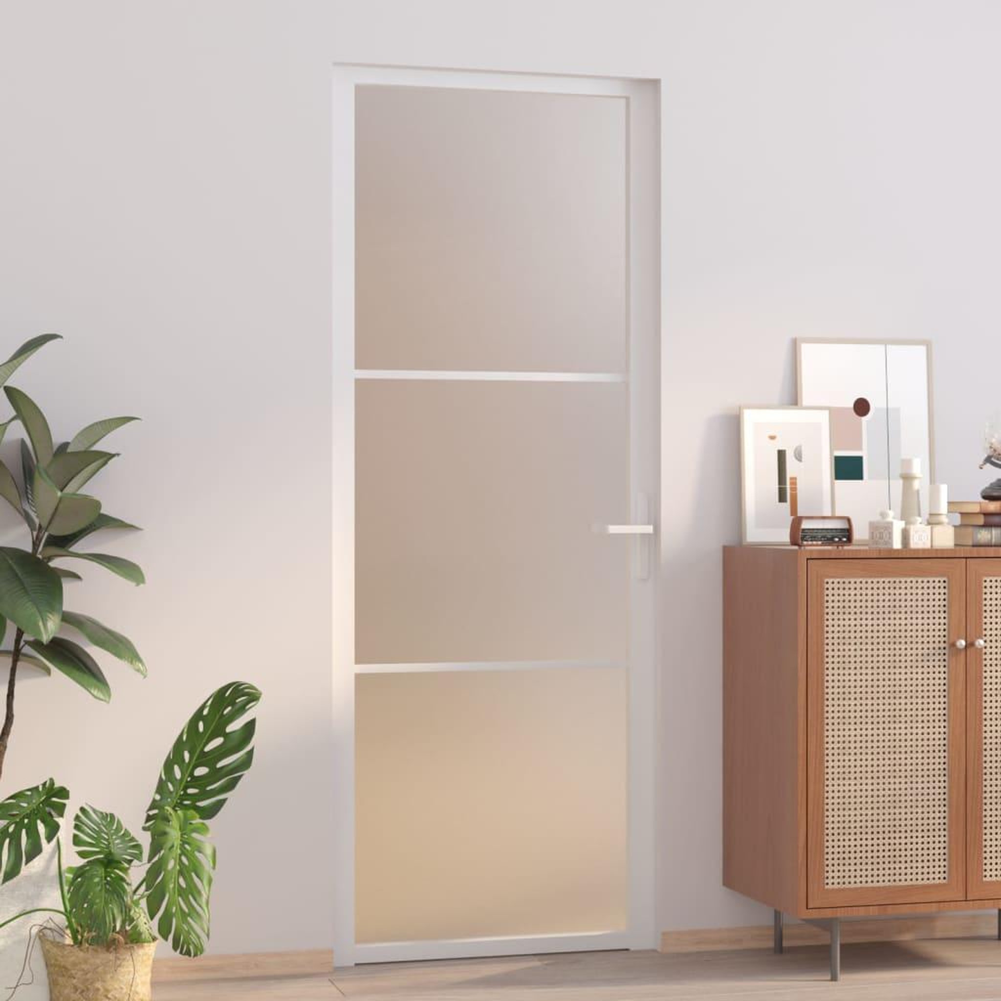 VIDAXL Porte interieure 76x201,5 cm Blanc Verre mat et aluminium