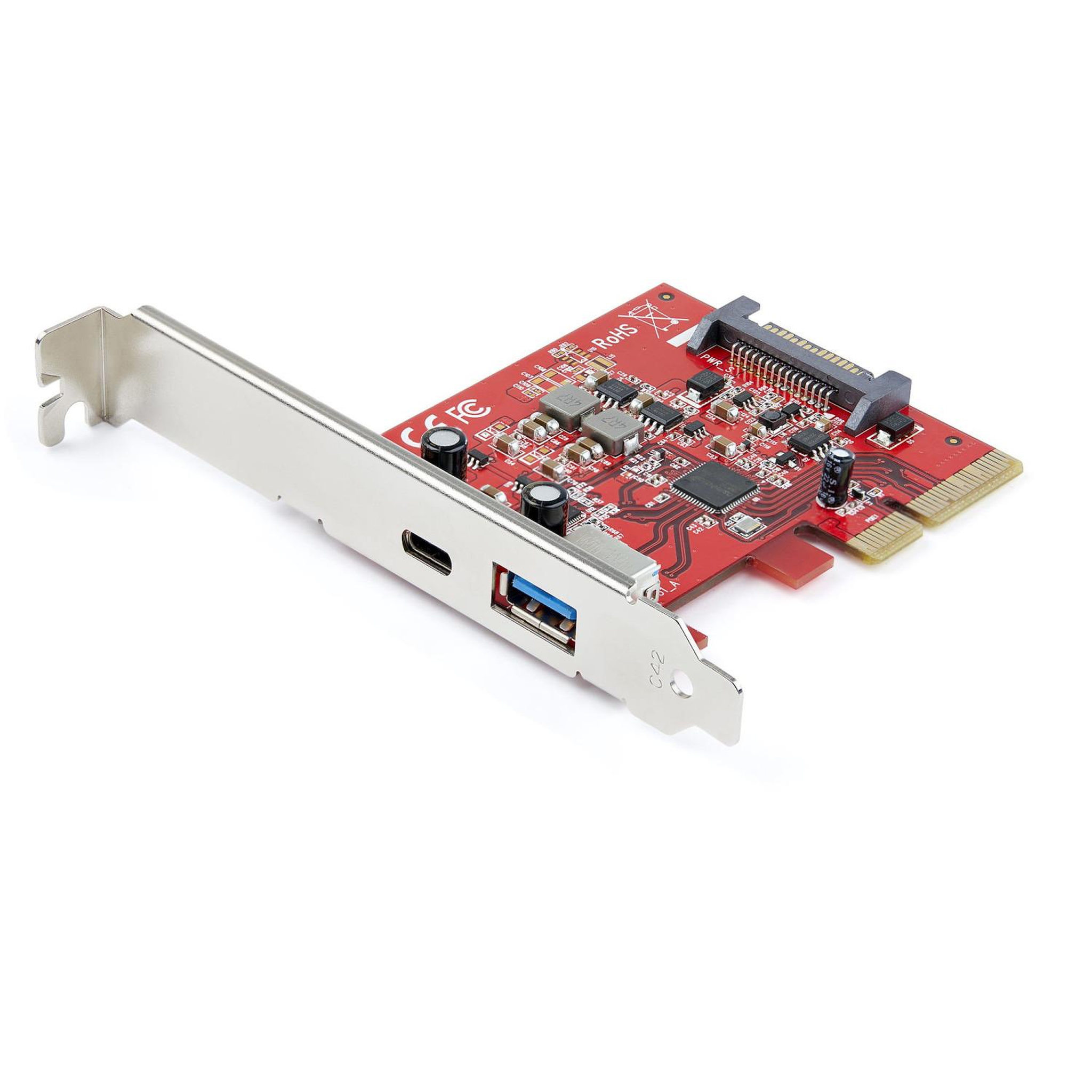 Voir la diapositive 2 : Startech Startech.com carte pcie à 2 ports - usb-a et usb-c, 10 gbps - adaptateur de carte contrôleur hôte pci express type c / a usb 3.2 gen 2 - carte d'extension d'extension pcie usb 3.2 gen 2 - windows, macos, linux