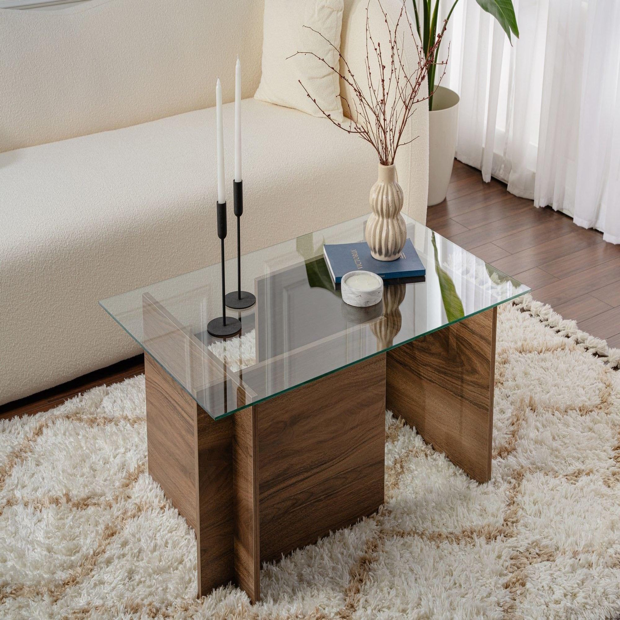 Voir la diapositive 2 : Habitat et Jardin Table basse en bois  vetrino  - 105 x 65 x 40 cm - noyer