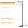 Voir la diapositive 6 : HOMCOM Lampadaire design néo-rétro max. 40 W 153H cm abat-jour circulaire aspect lin blanc piètement structure métal doré