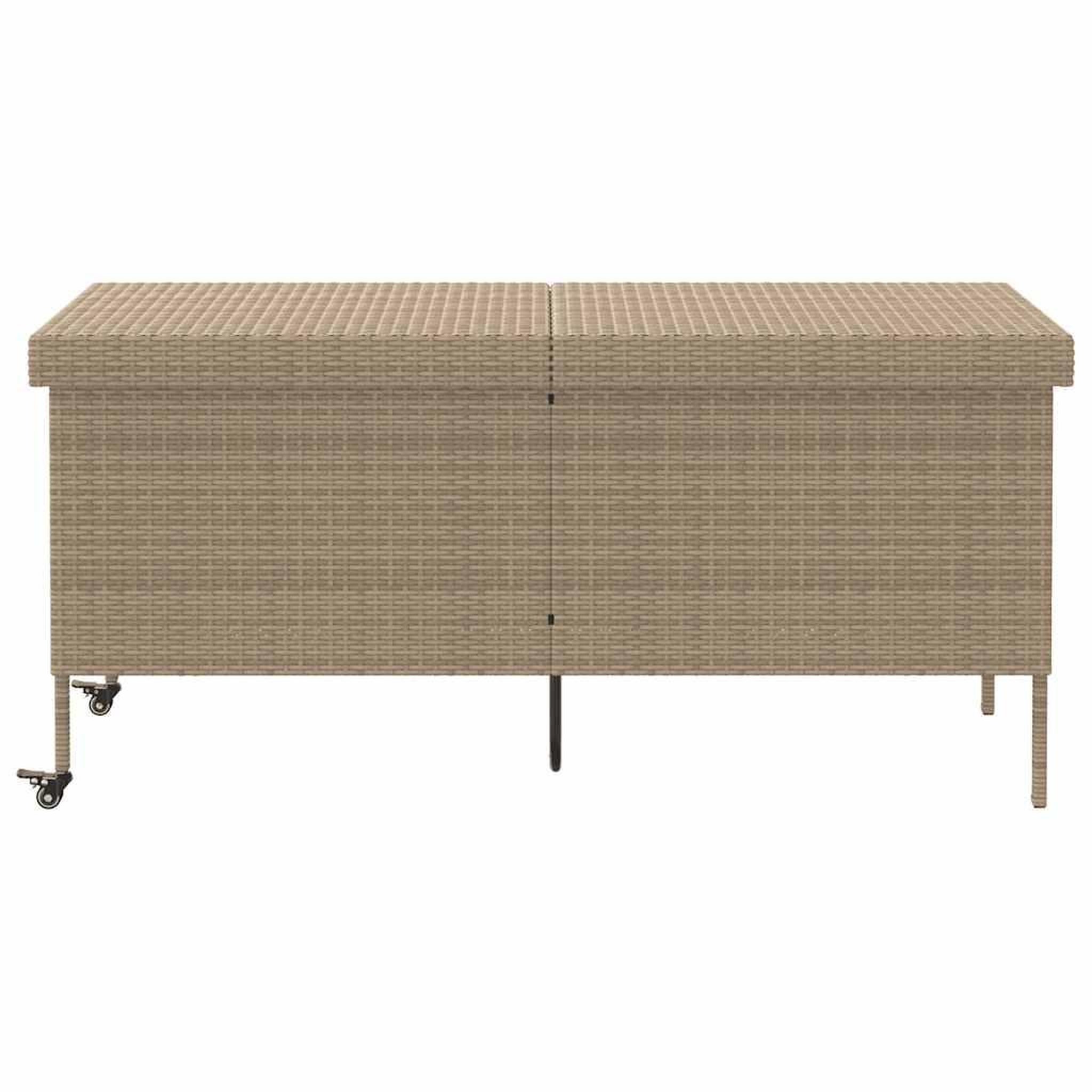 Voir la diapositive 3 : VIDAXL Boîte rangement jardin roues beige 160x55x75 cm resine tressee