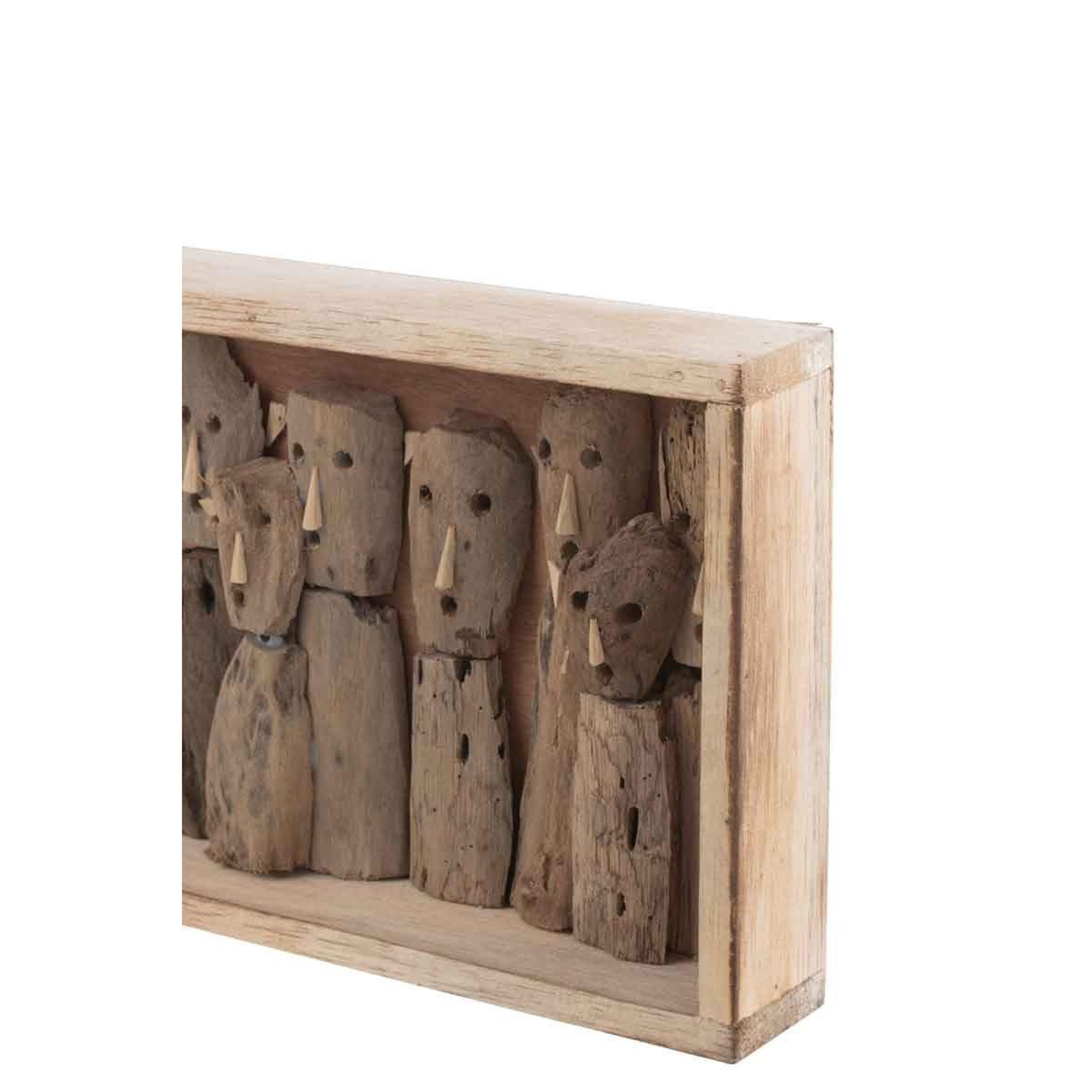 Voir la diapositive 2 : J-LINE Décoration murale  famille masques  55cm beige