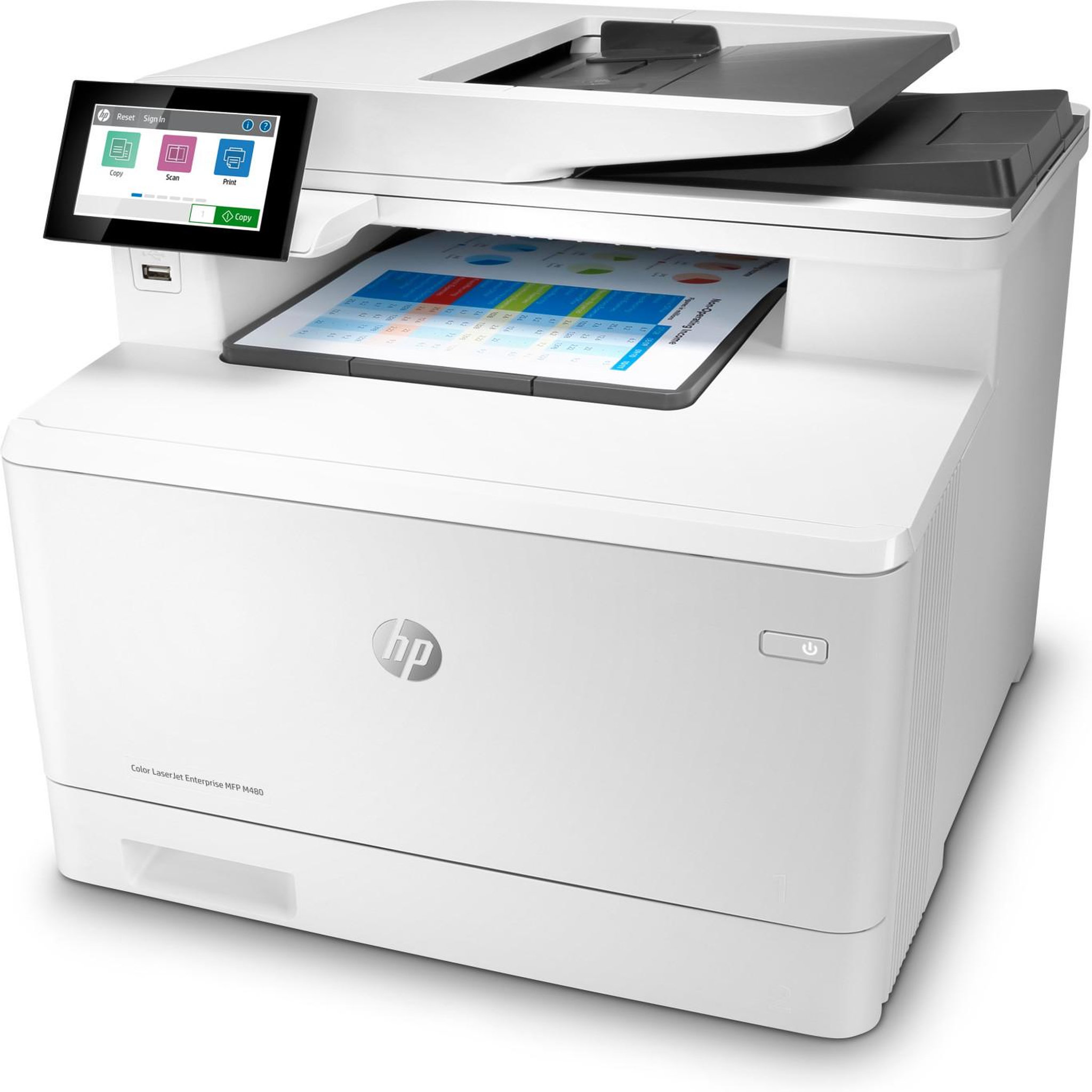 Voir la diapositive 3 : HP Imprimante multifonction HP 3QA55A Color LaserJet Enterprise MFP M480f A4 600 x 600 ppp 27 ppm Blanc