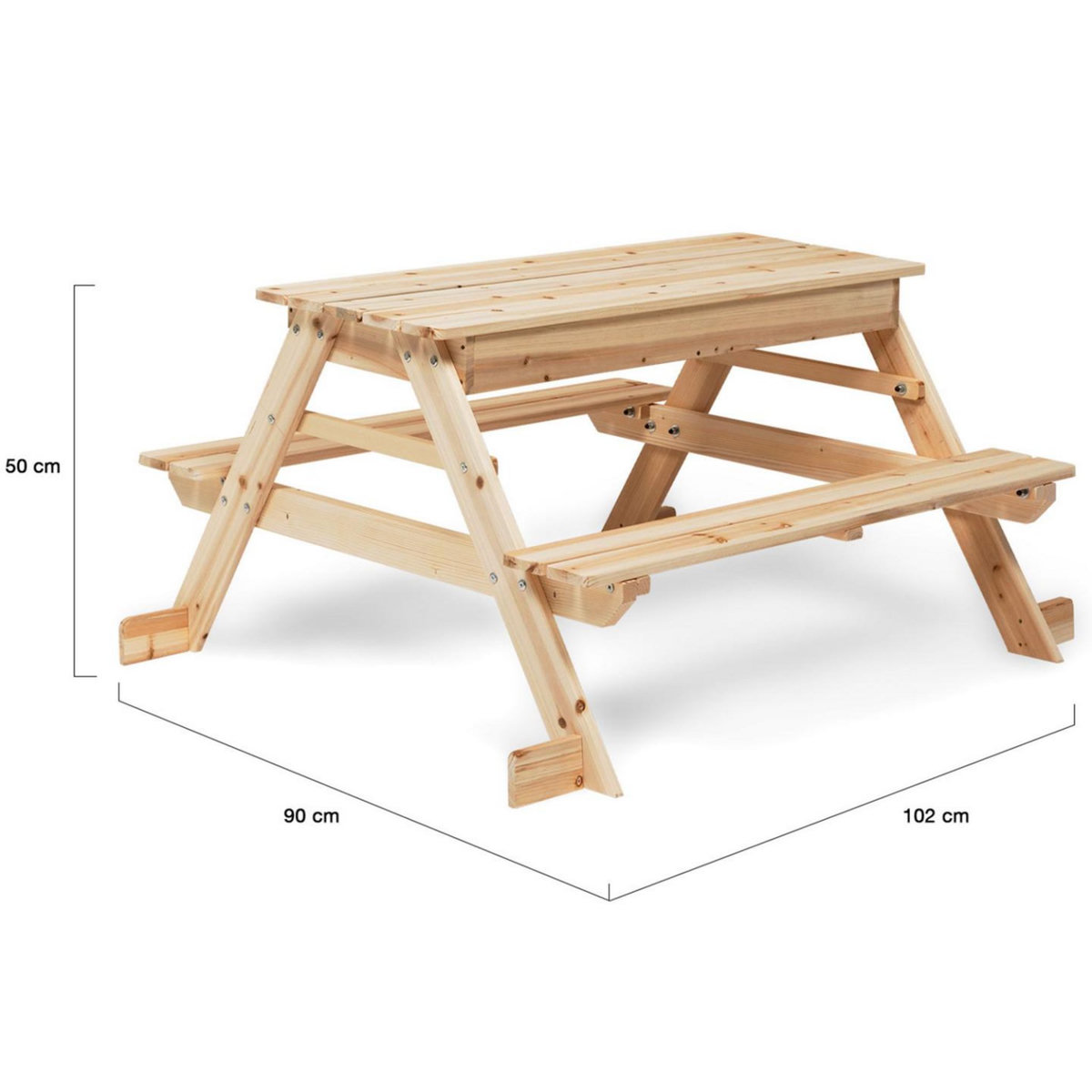 ID MARKET Table de pique-nique FOODY bois pour enfants avec bac à sable intégré