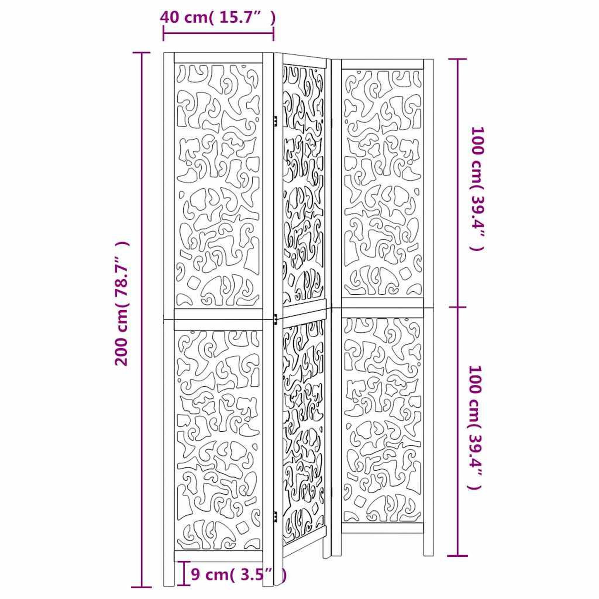 Voir la diapositive 6 : VIDAXL Cloison de separation 3 panneaux blanc bois de paulownia massif