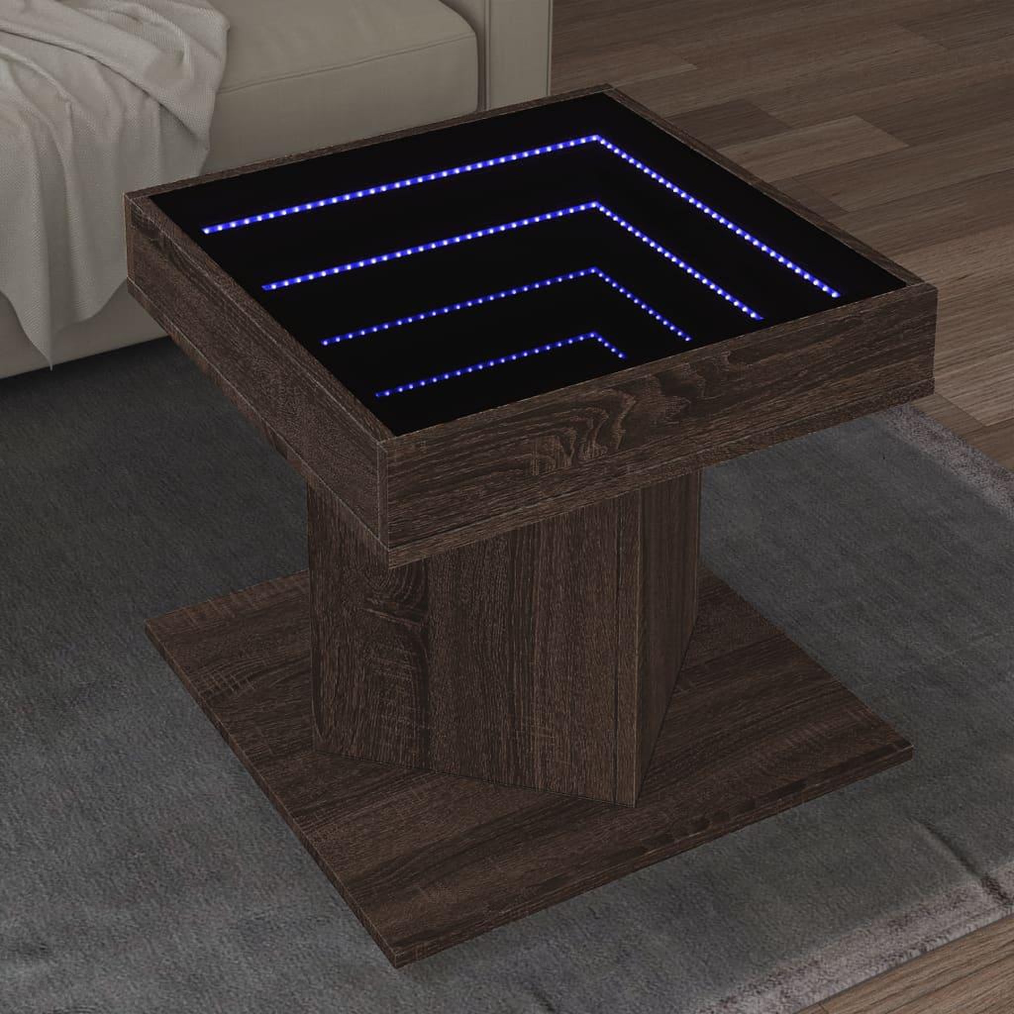 VIDAXL Table basse avec LED chene marron 50x50x45 cm bois d'ingenierie