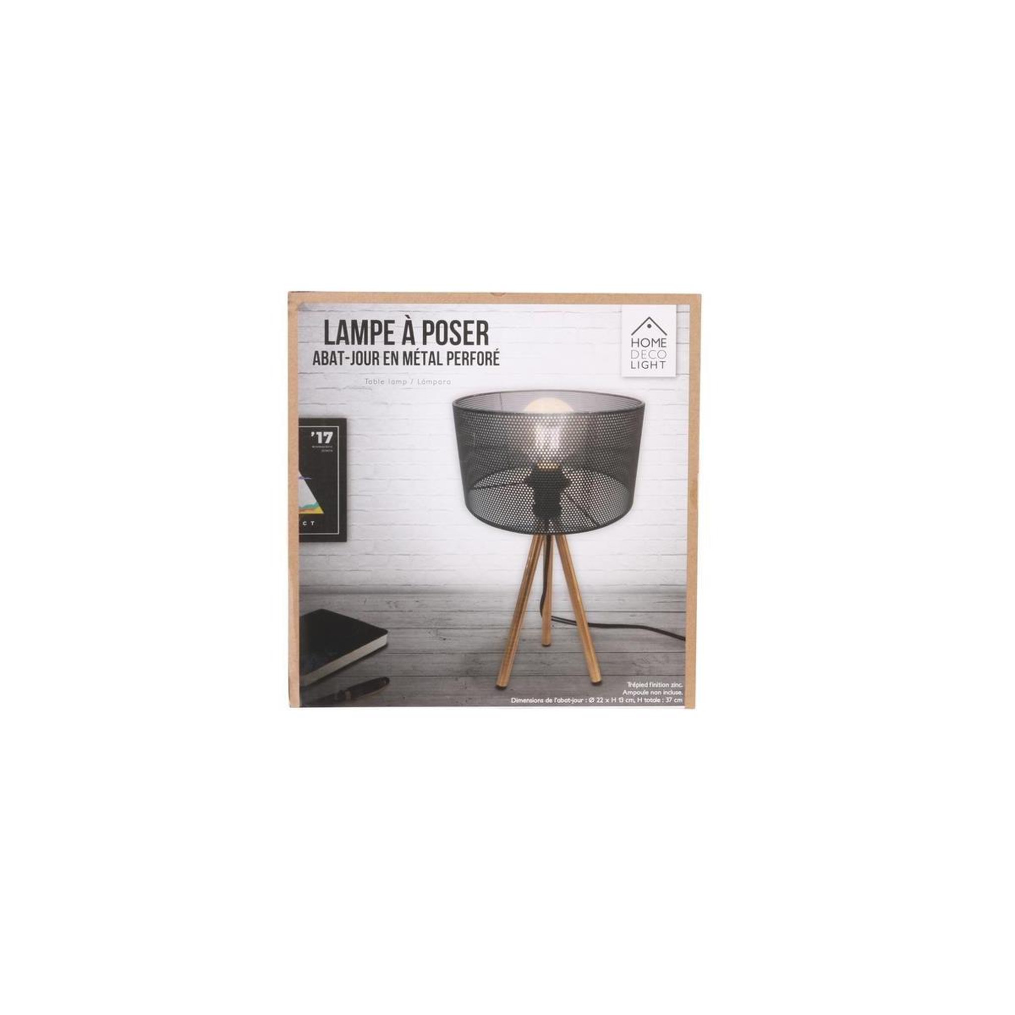 Voir la diapositive 3 : The Home Deco Factory Lampe à Poser Trépied  Perforée  38cm Gris