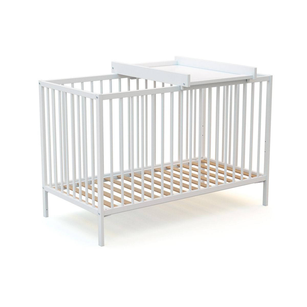 WEBABY Lit bébé 60 x 120 cm avec plan à langer - Blanc