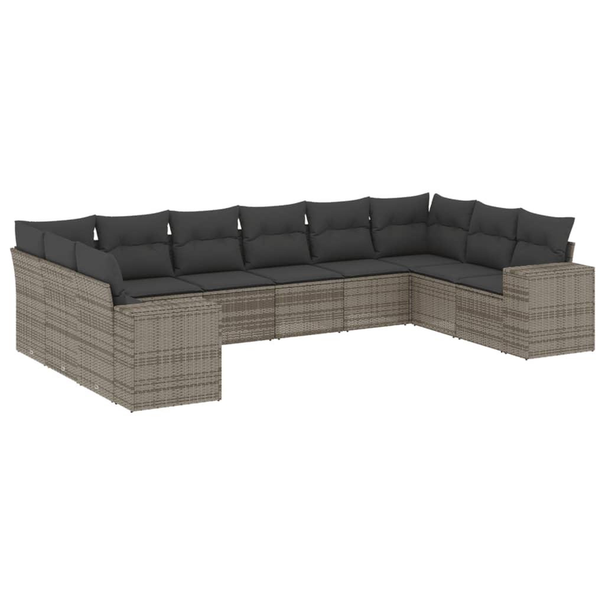 Voir la diapositive 2 : VIDAXL Salon de jardin avec coussins 10 pcs gris resine tressee