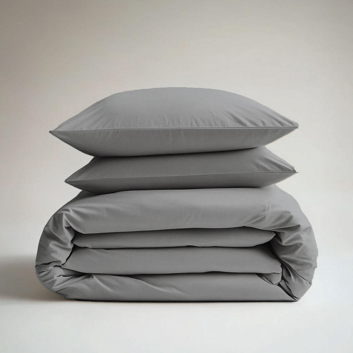 DODO Lot de 2 taies d'oreiller Percale de coton thermorégulée Gris clair