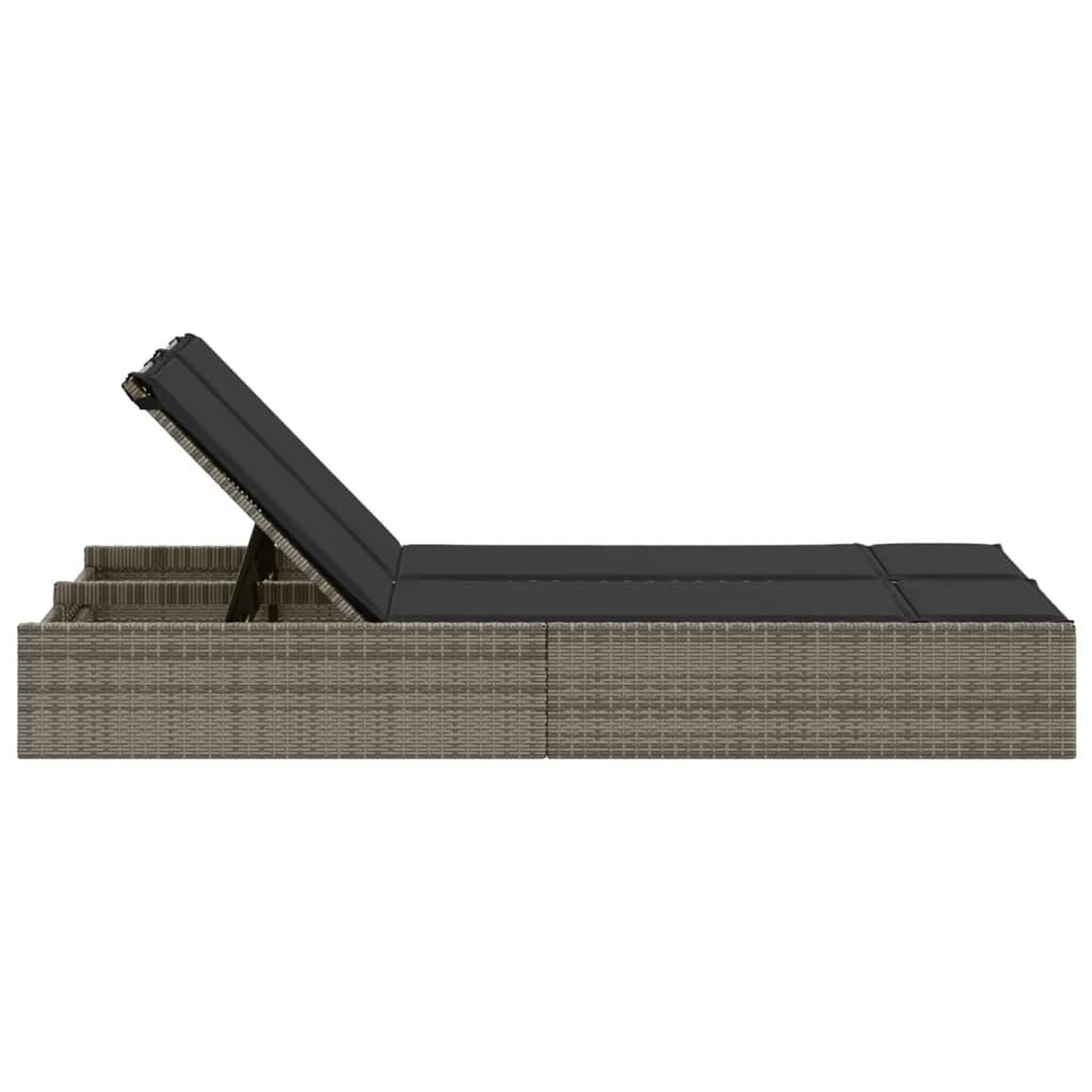 Voir la diapositive 4 : VIDAXL Chaise longue double avec coussins gris resine tressee