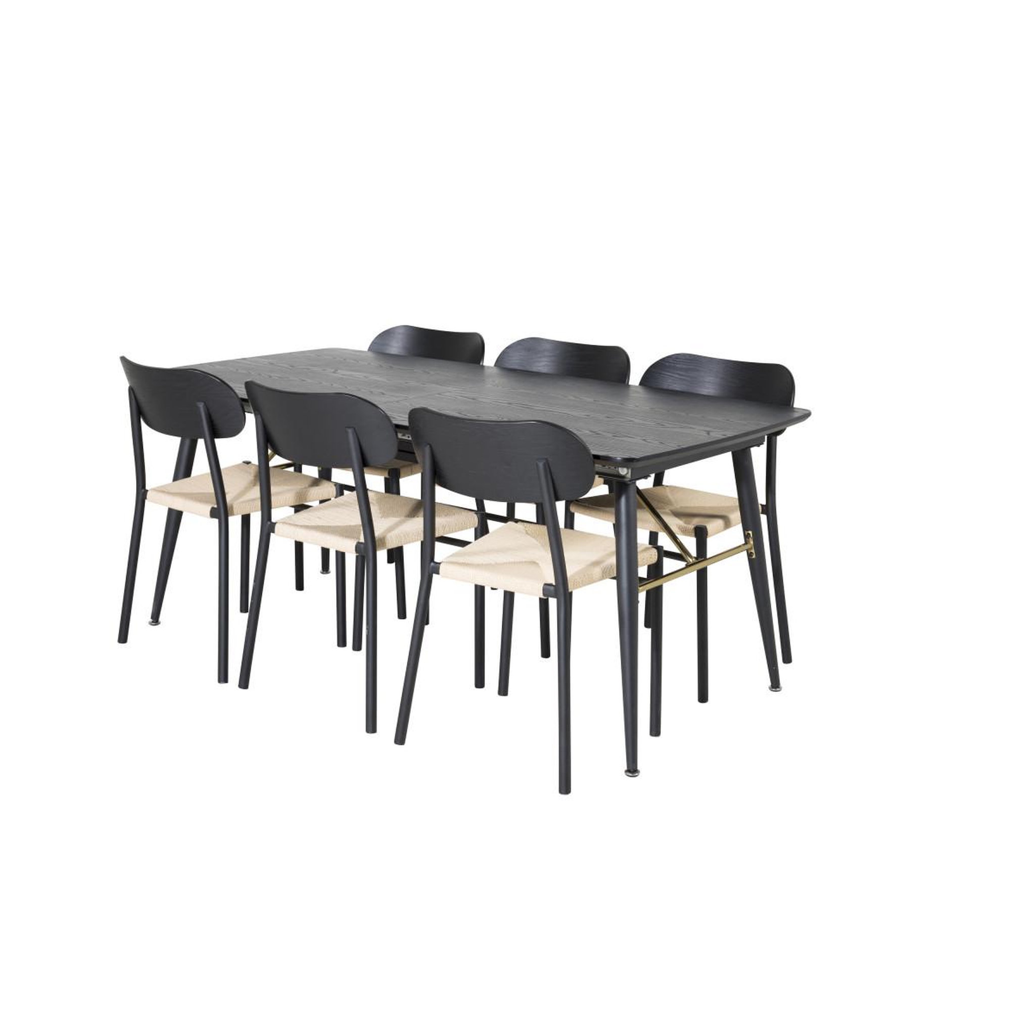 Voir la diapositive 3 : Paris Prix Ensemble table à manger extensible & 6 chaises  gold & polly  180-220cm noir
