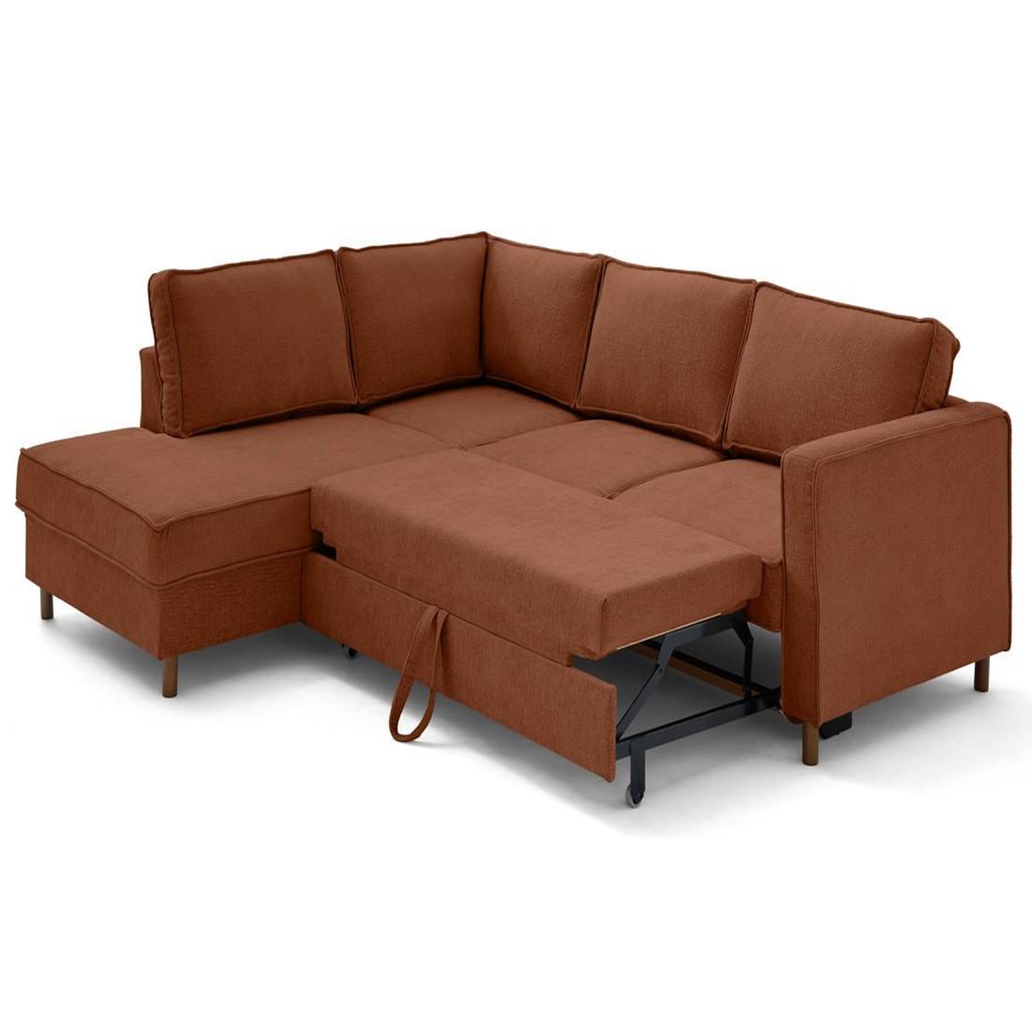 Voir la diapositive 2 : LISA DESIGN Jake - canapé d'angle gauche 5 places convertible en tissu velours relief