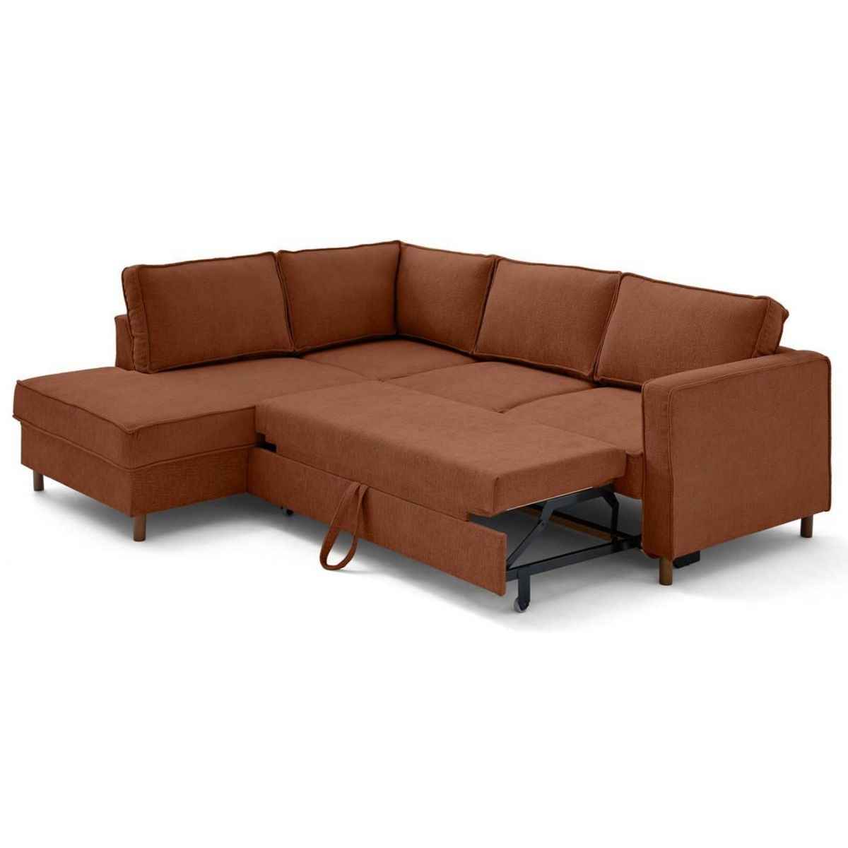 LISA DESIGN Jake - canapé d'angle gauche 5 places convertible en tissu velours relief